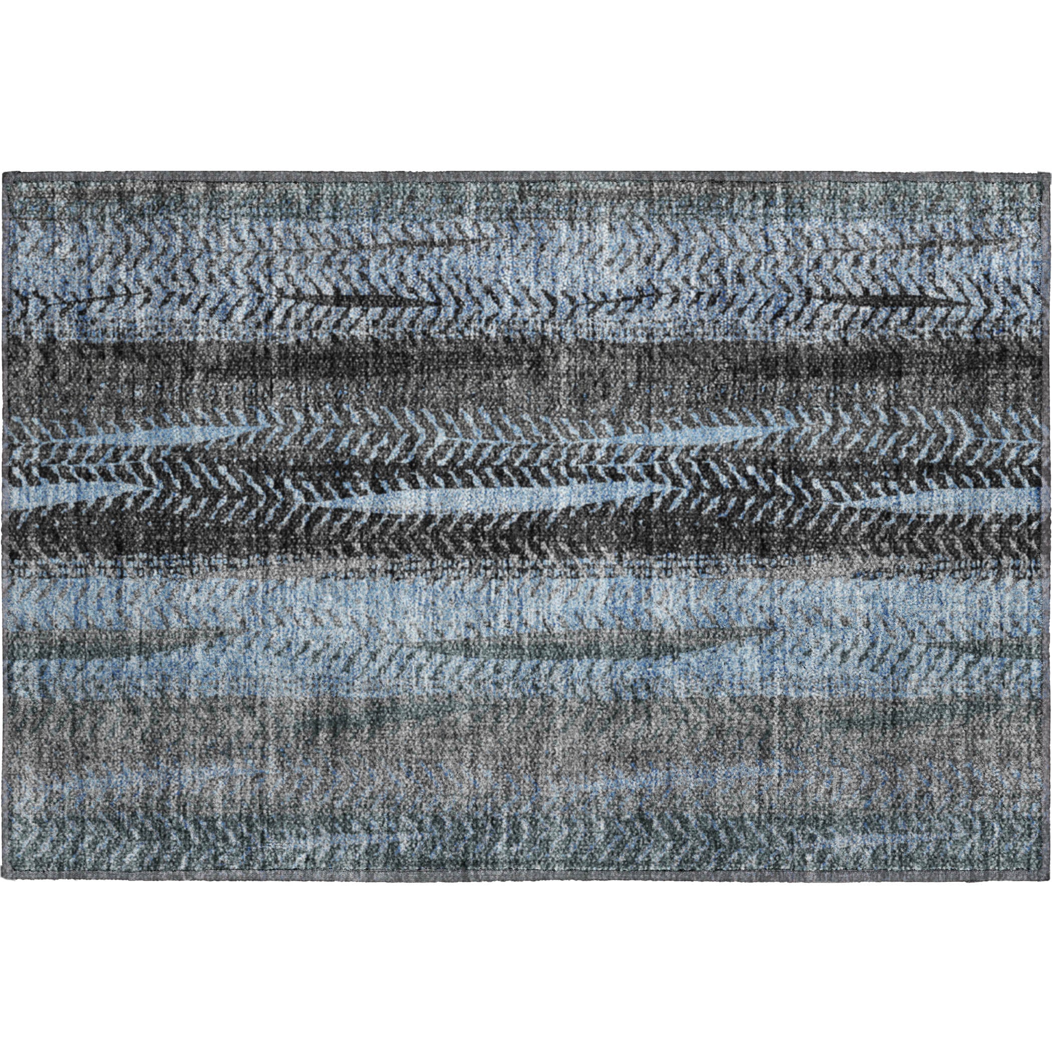 Havana Machine Washable Transitional Blue Rug 1'8" x 2'6" #shape_Rectangle