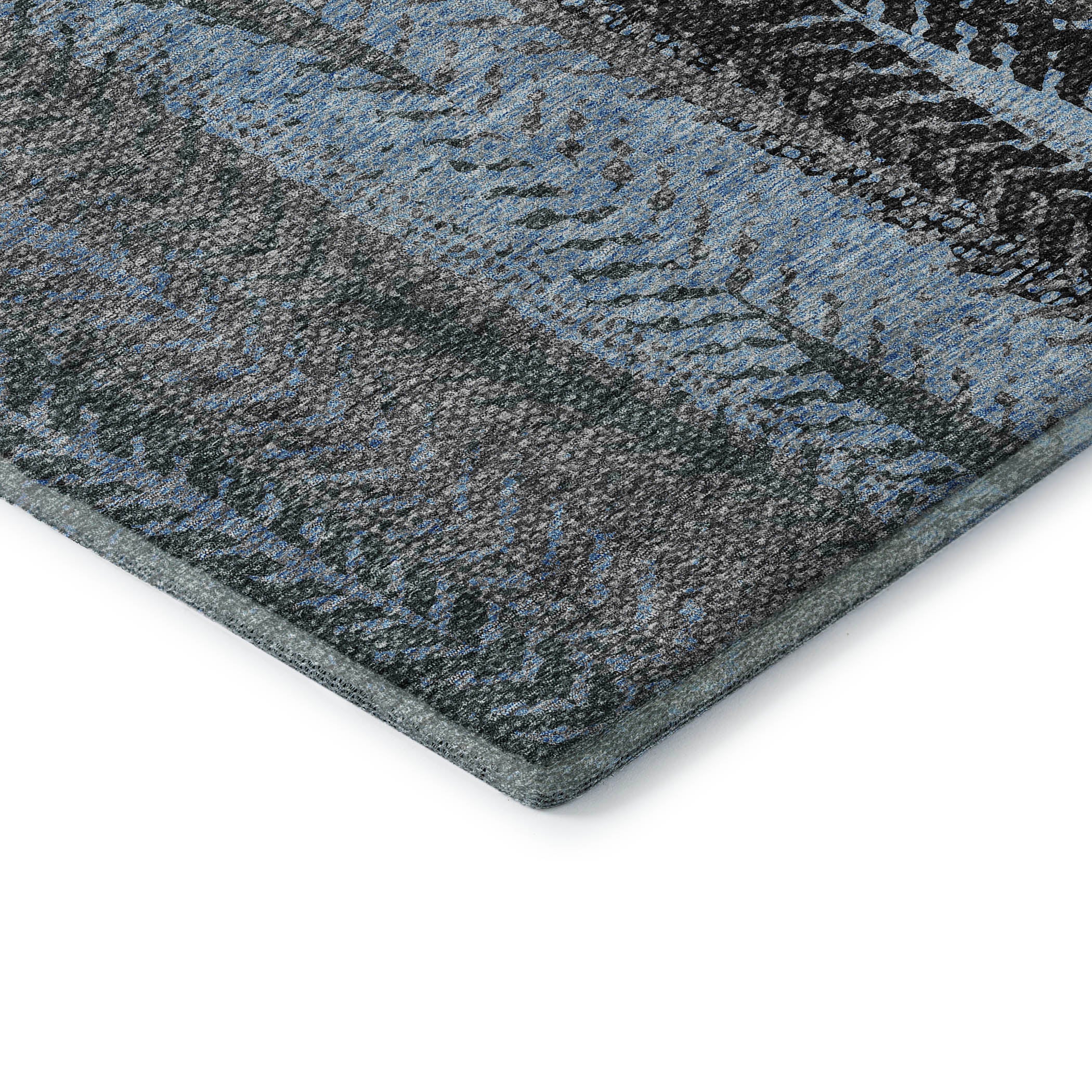 Havana Machine Washable Transitional Blue Rug 1'8" x 2'6" #shape_Rectangle