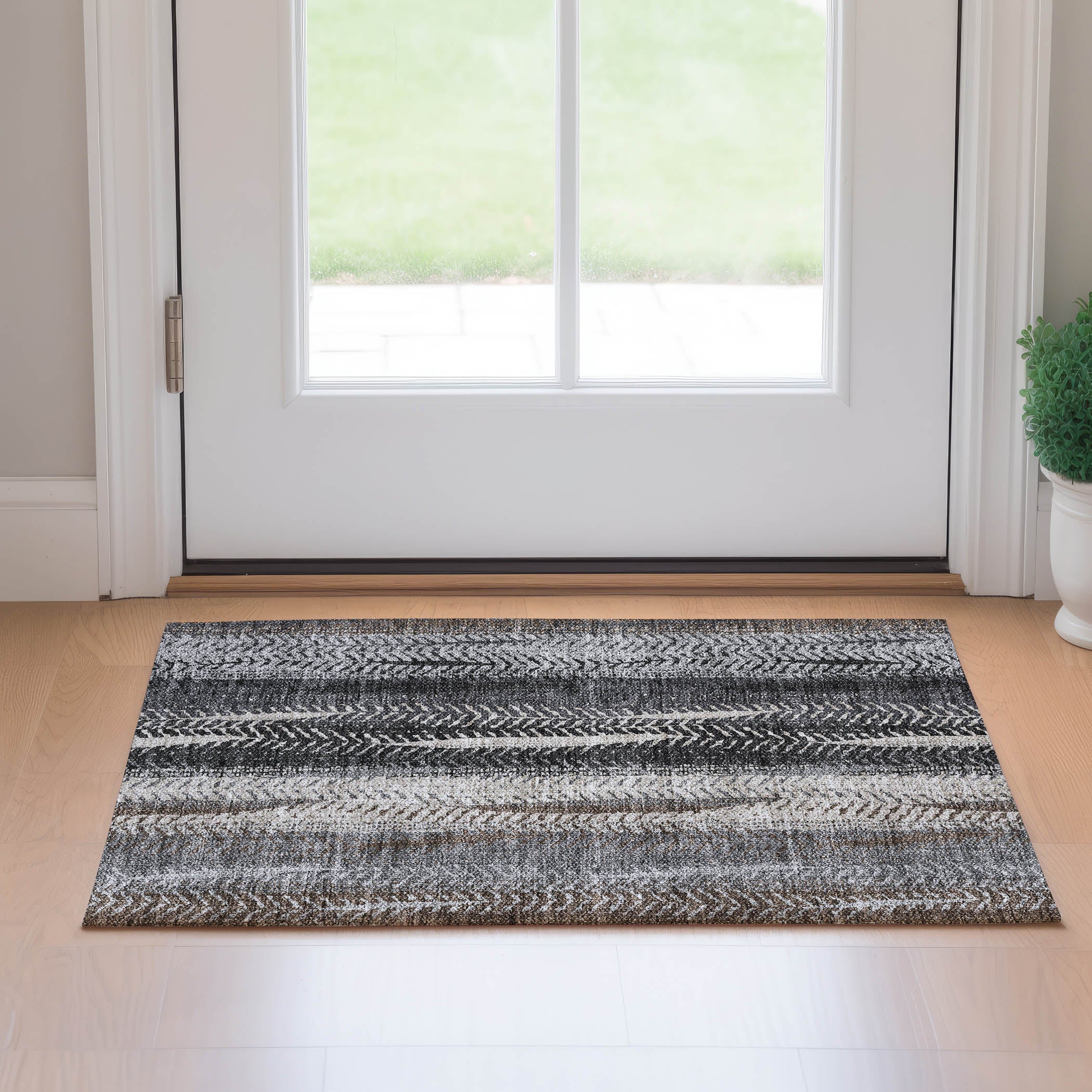 Havana Machine Washable Transitional Brown Rug 1'8" x 2'6" #shape_Rectangle
