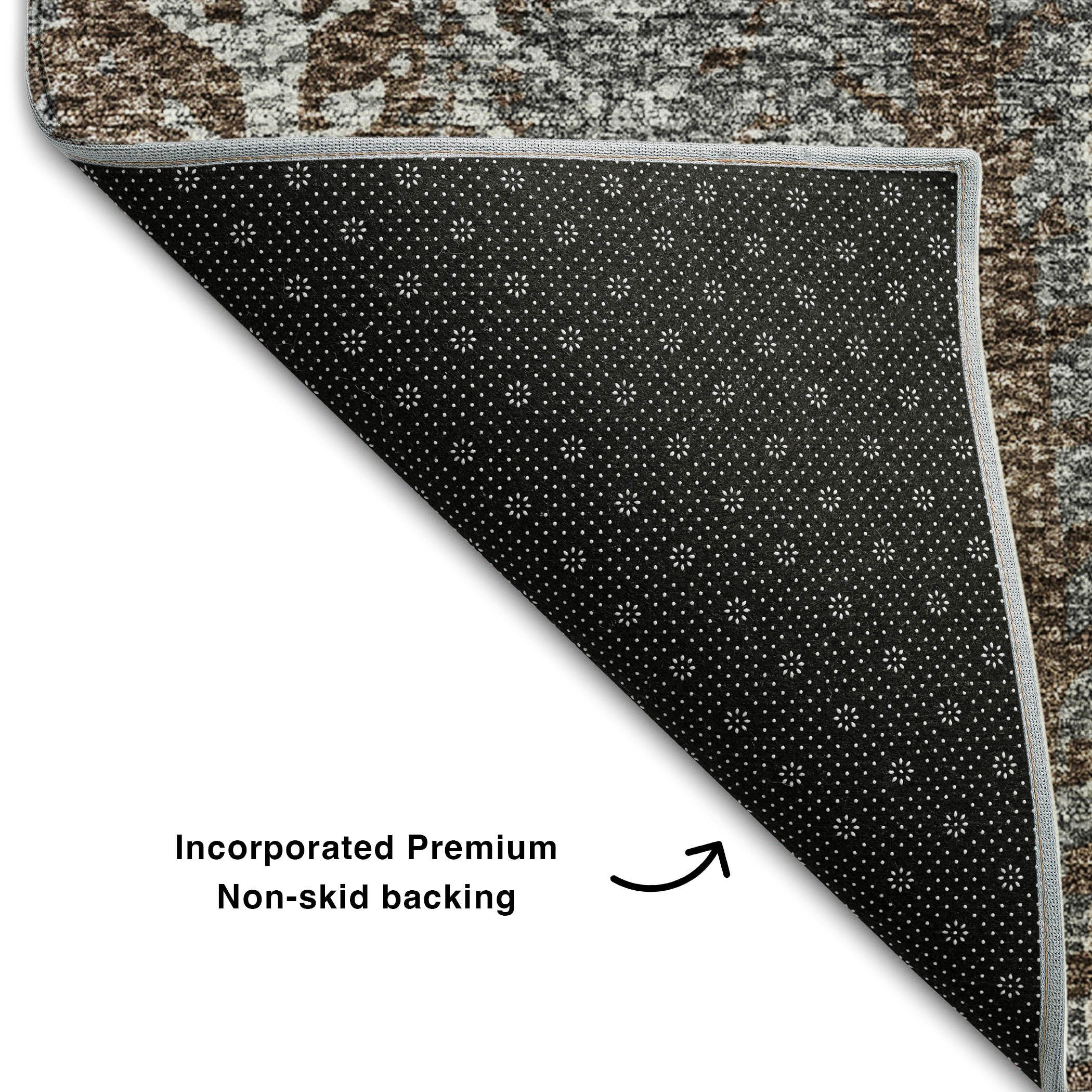 Havana Machine Washable Transitional Brown Rug 1'8" x 2'6" #shape_Rectangle