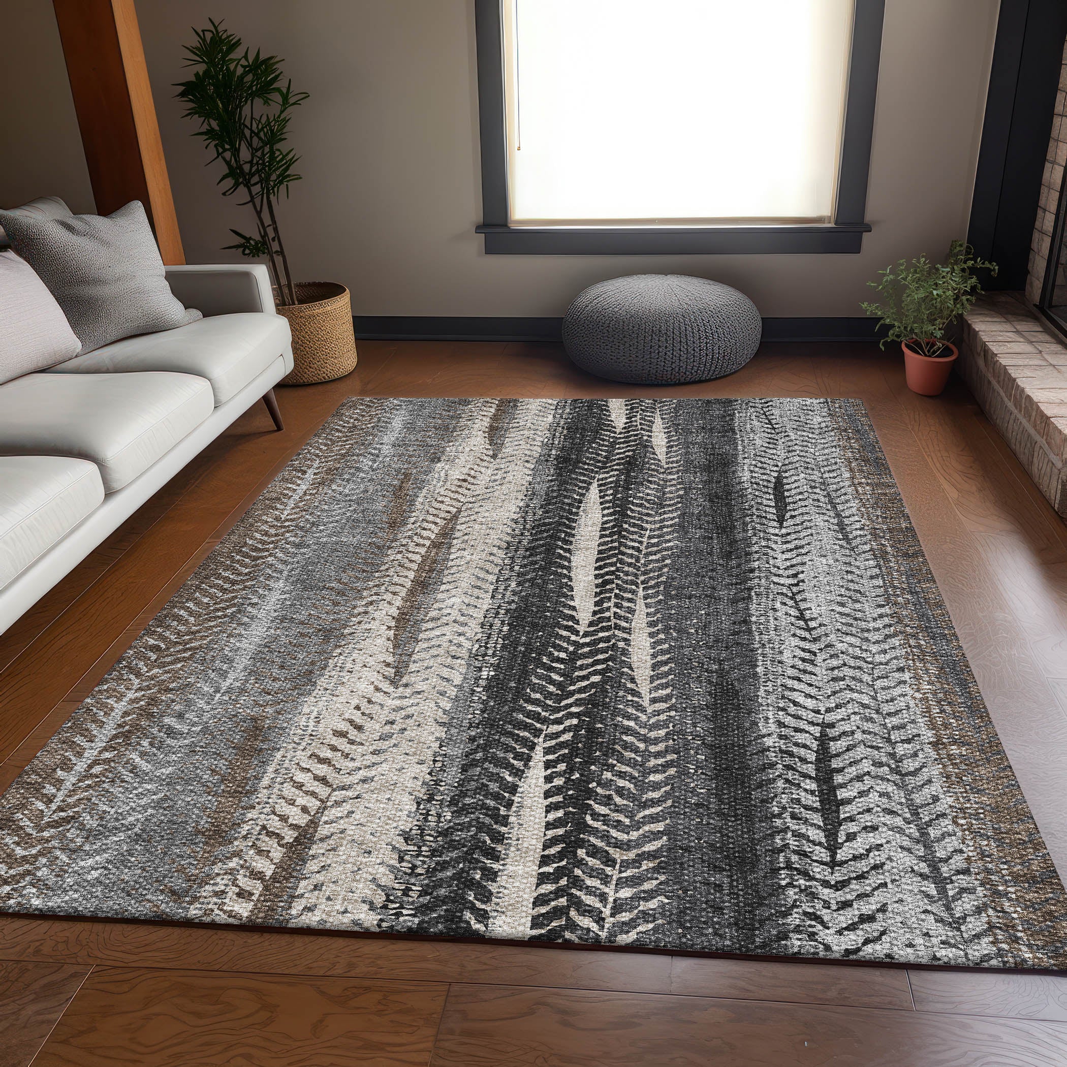 Havana Machine Washable Transitional Brown Rug 2'6" x 3'10" #shape_Rectangle
