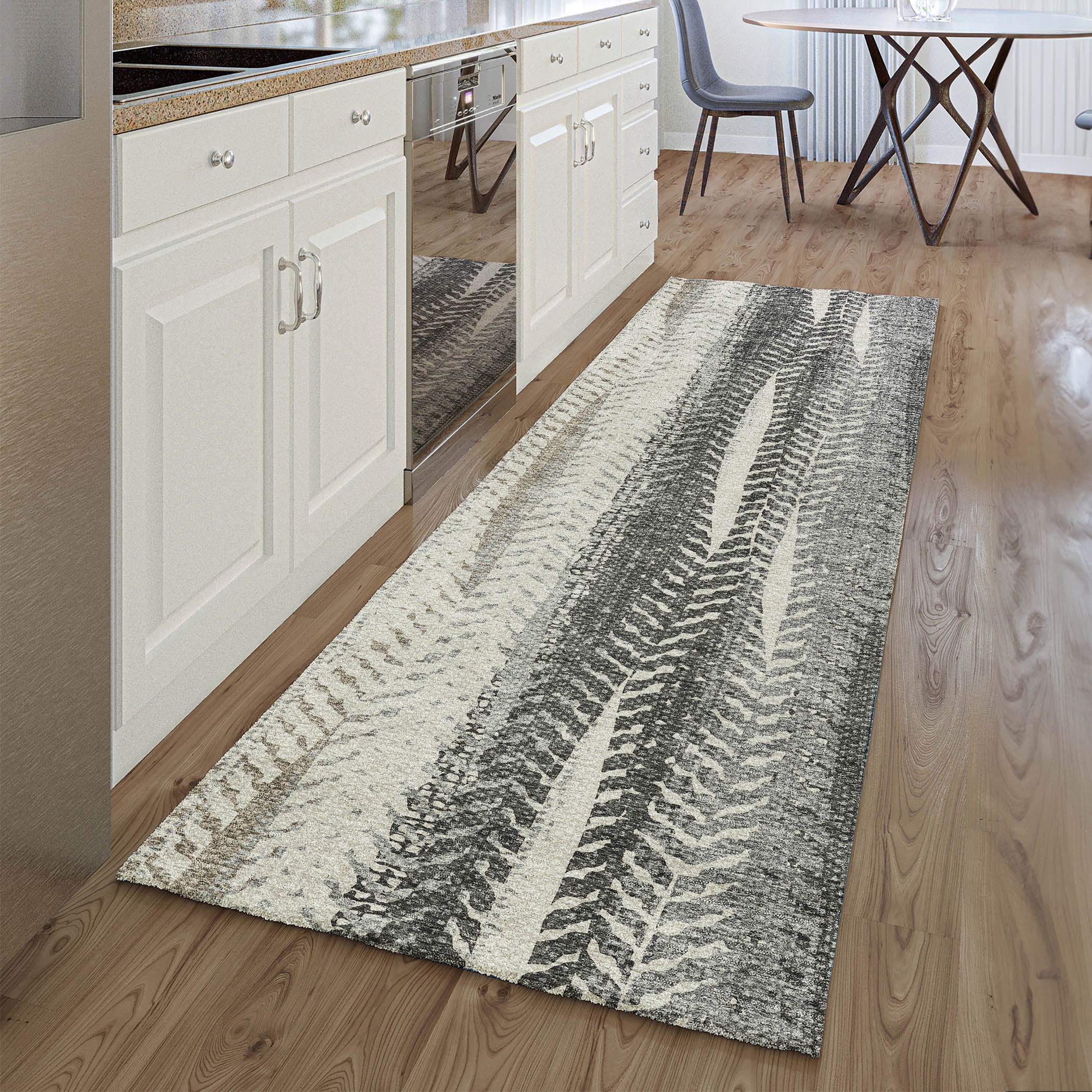 Havana Machine Washable Transitional Khaki Brown Rug 2'3" x 7'6" #shape_Runner