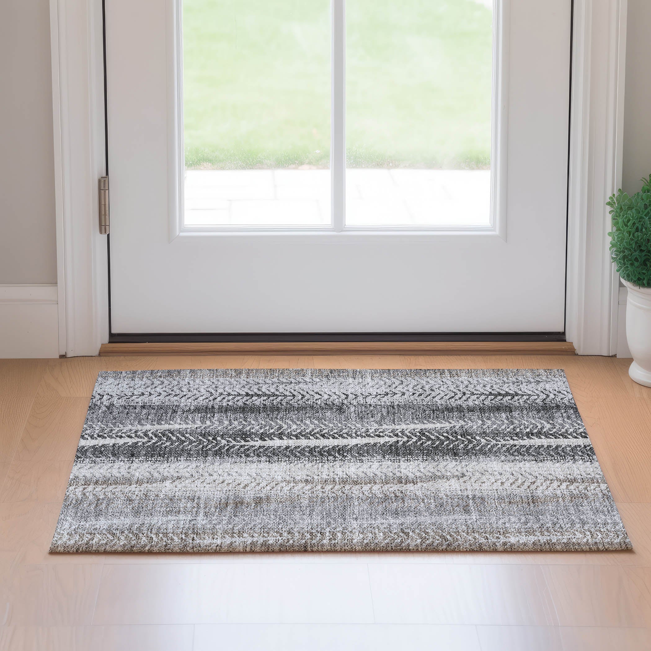 Havana Machine Washable Transitional Khaki Brown Rug 1'8" x 2'6" #shape_Rectangle