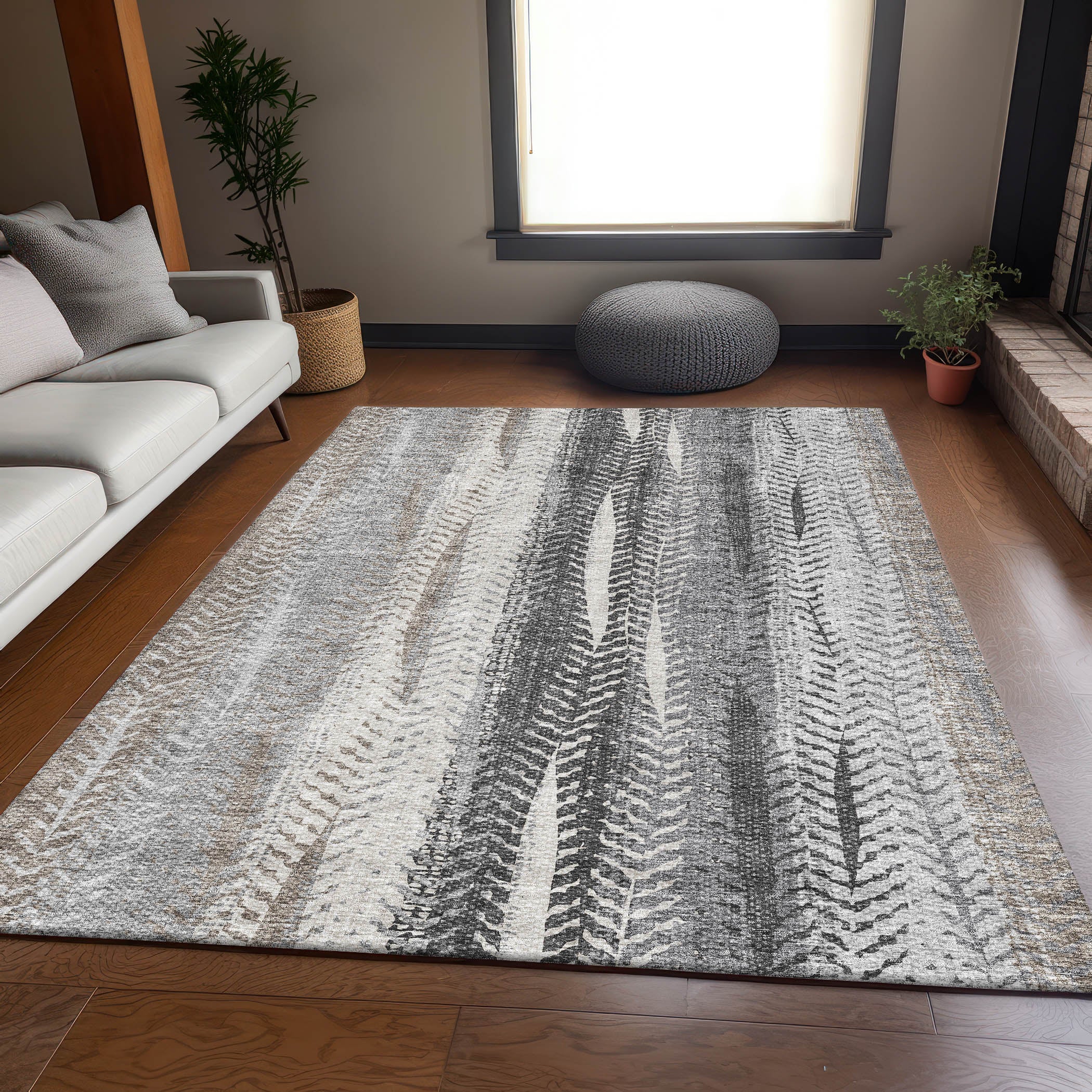 Havana Machine Washable Transitional Khaki Brown Rug 2'6" x 3'10" #shape_Rectangle