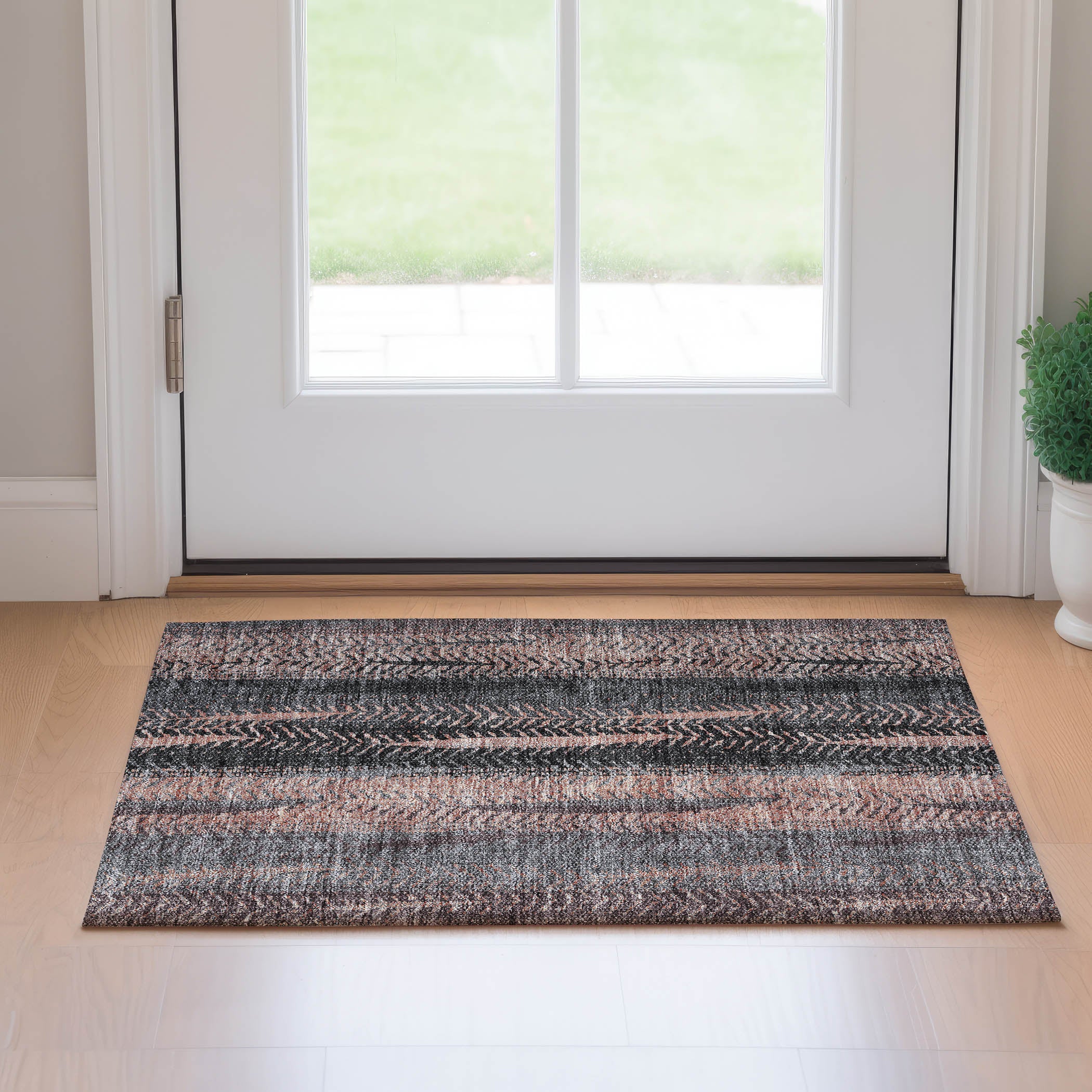 Havana Machine Washable Transitional Terracotta Orange Rug 1'8" x 2'6" #shape_Rectangle