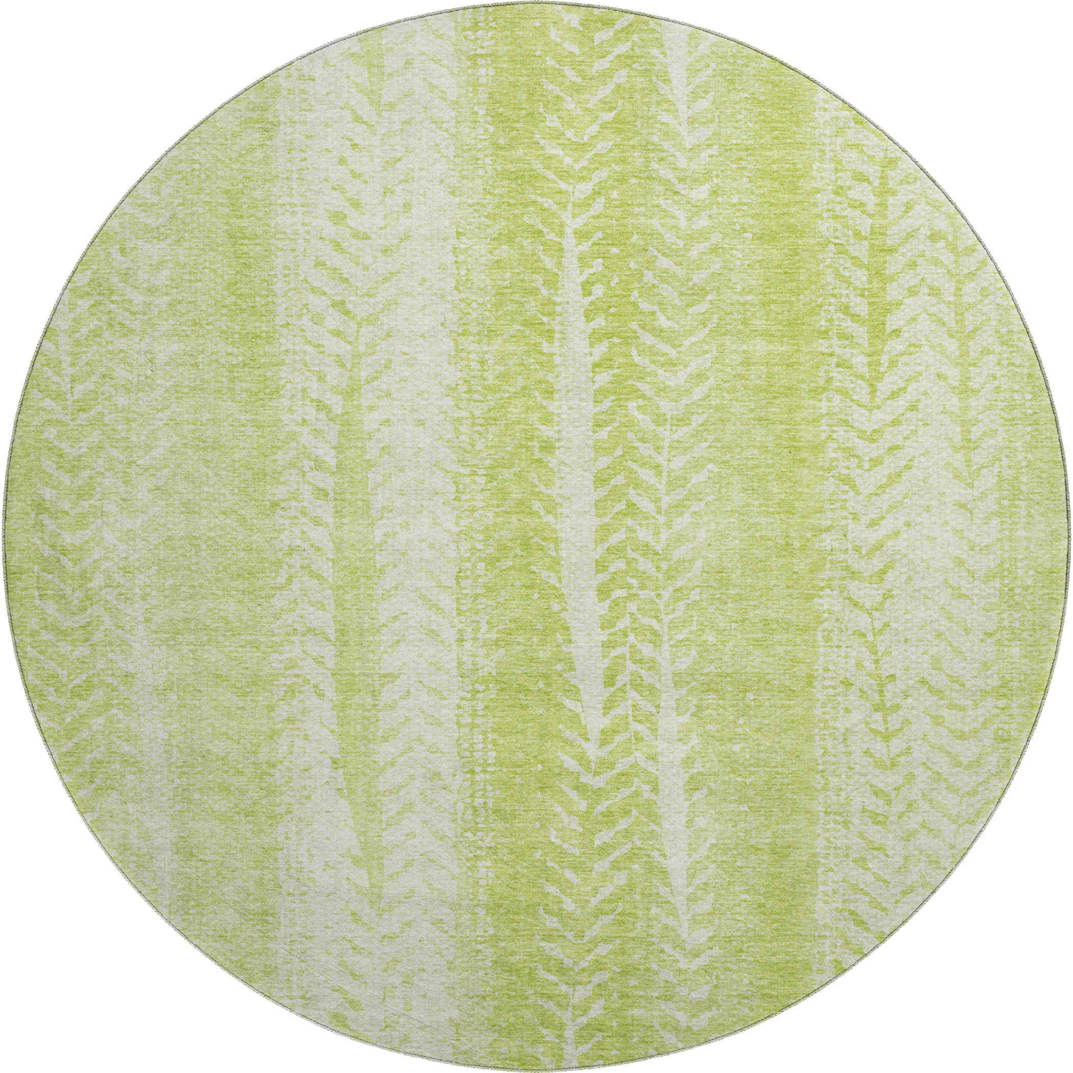 Dublin Machine Washable Transitional Aloe Green Rug 8' x 8' #shape_Round