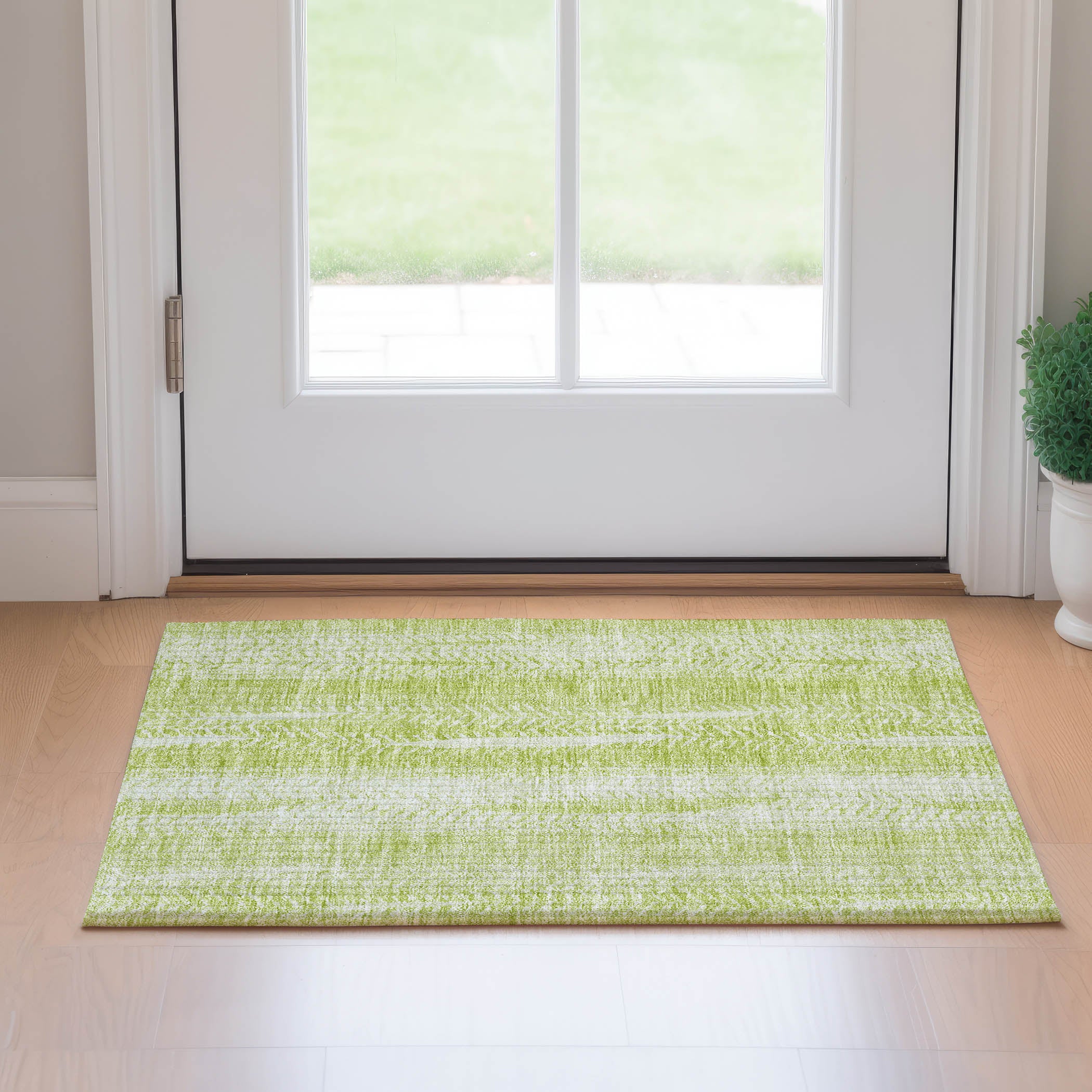 Dublin Machine Washable Transitional Aloe Green Rug 1'8" x 2'6" #shape_Rectangle