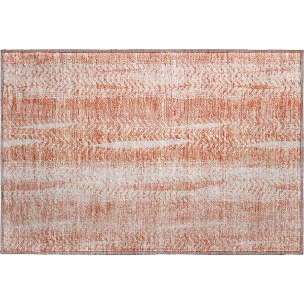Dublin Machine Washable Transitional Coral Orange Rug 1'8" x 2'6"