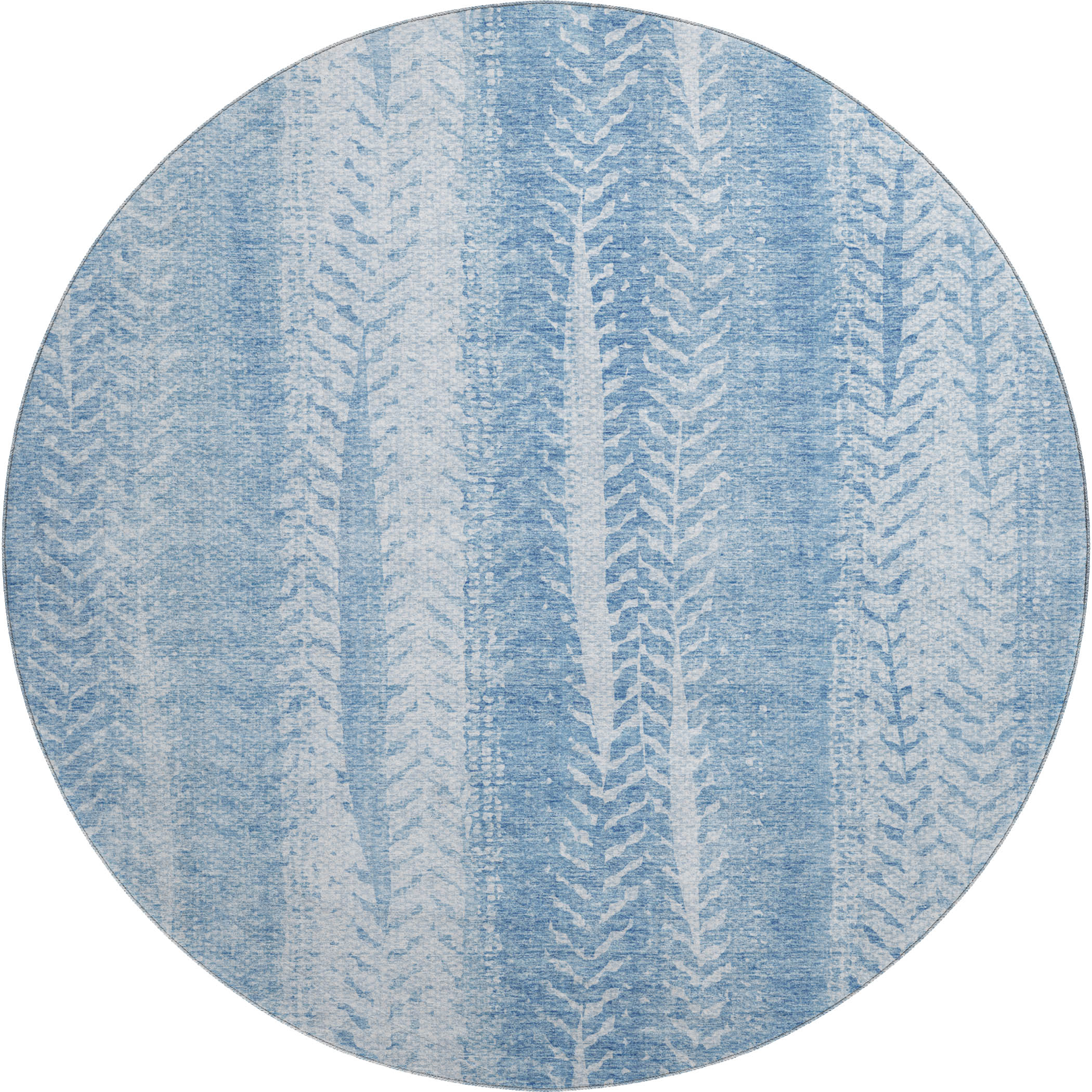Dublin Machine Washable Transitional Sky Blue Rug 8' x 8' #shape_Round