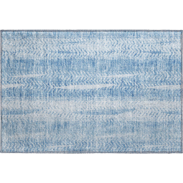 Dublin Machine Washable Transitional Sky Blue Rug 1'8" x 2'6"