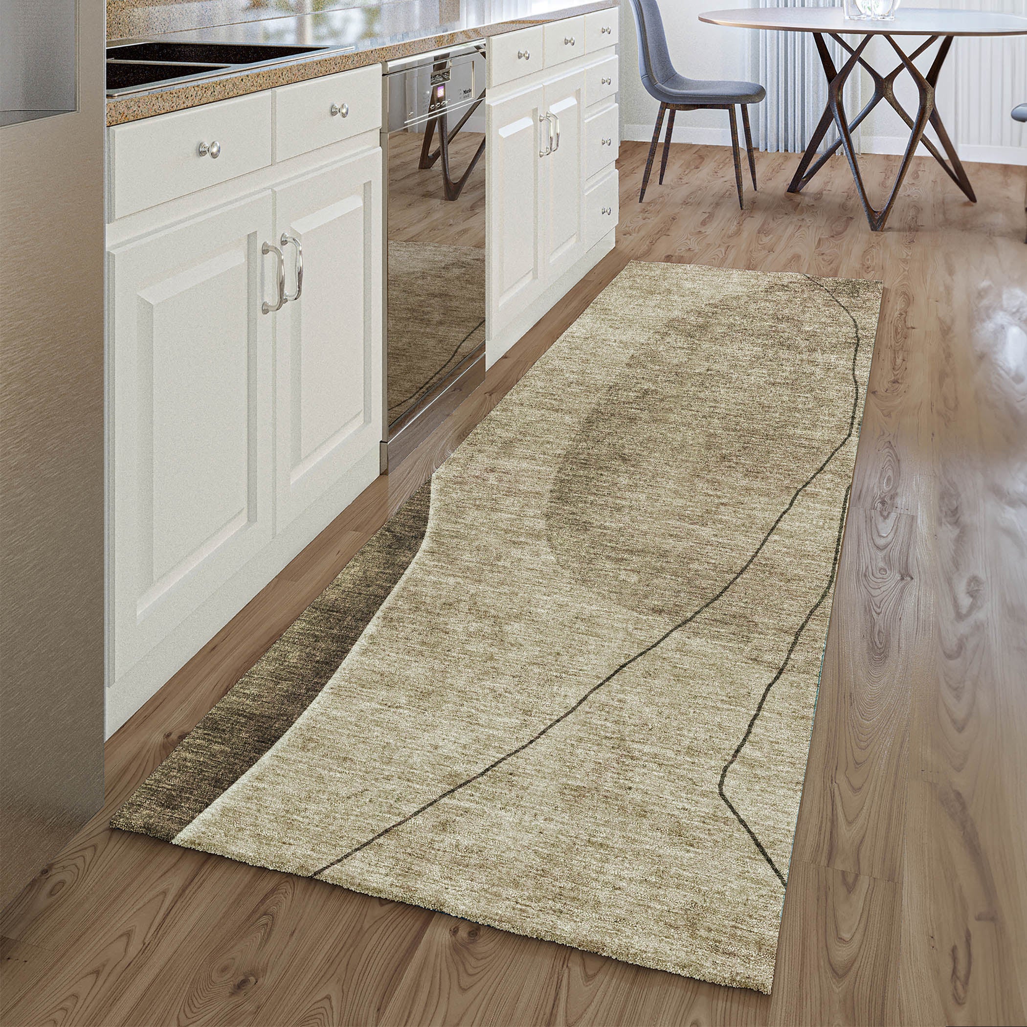 Oslo Machine Washable Transitional Brown Rug 2'3" x 7'6" #shape_Runner
