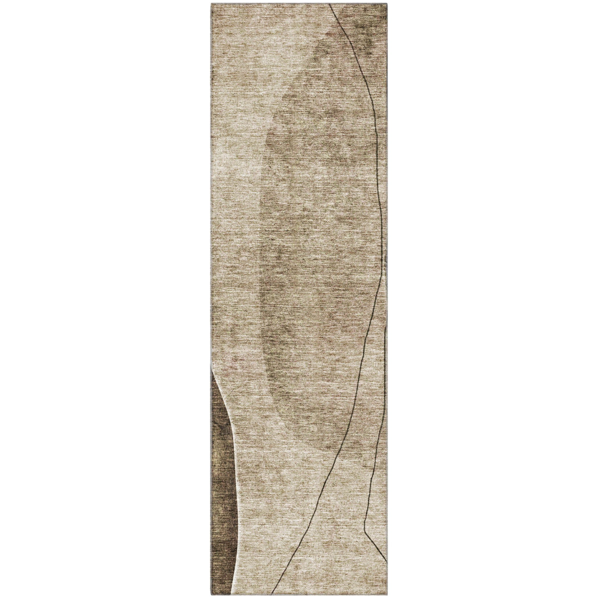 Oslo Machine Washable Transitional Brown Rug 2'3" x 7'6" #shape_Runner
