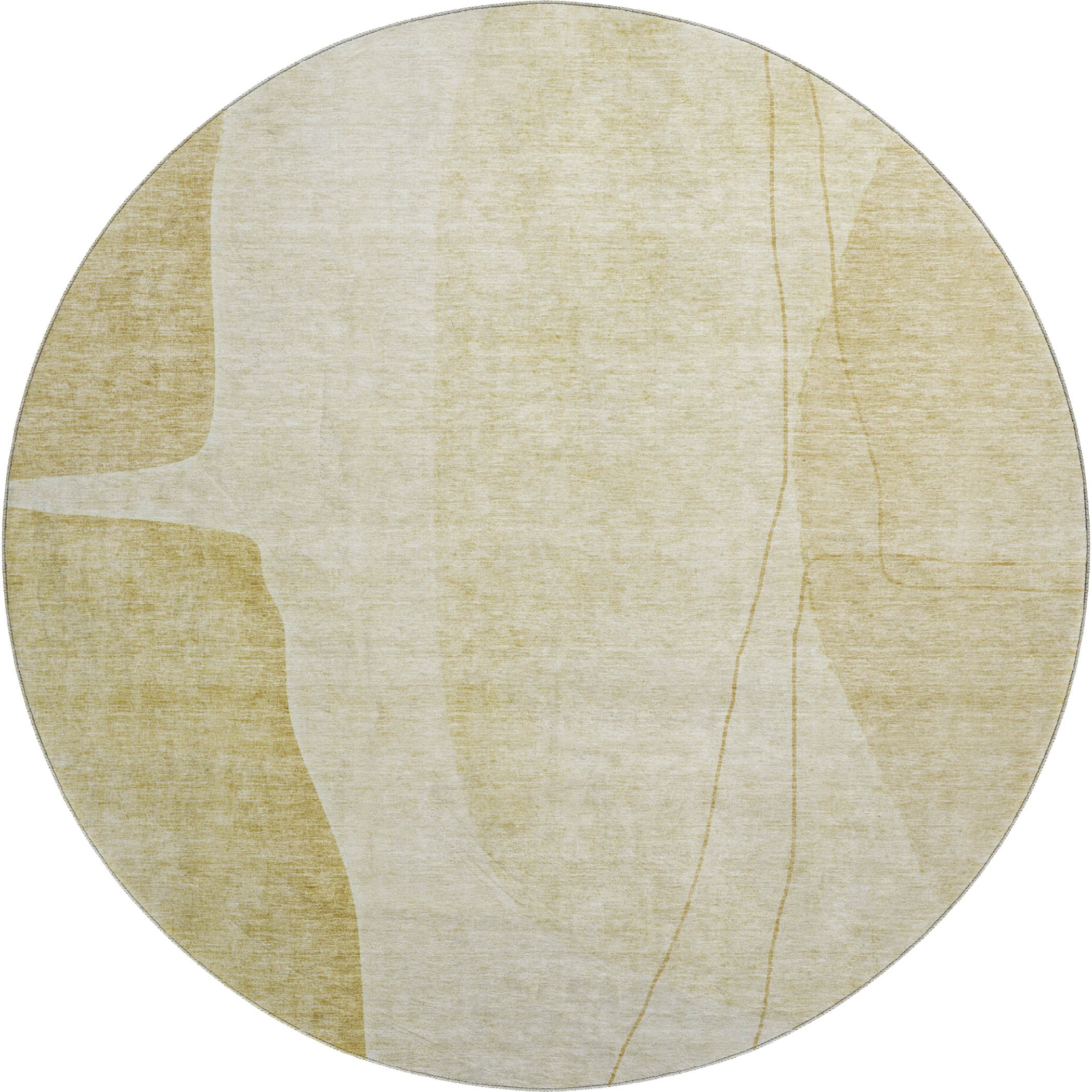Oslo Machine Washable Transitional Gold Rug 8' x 8' #shape_Round