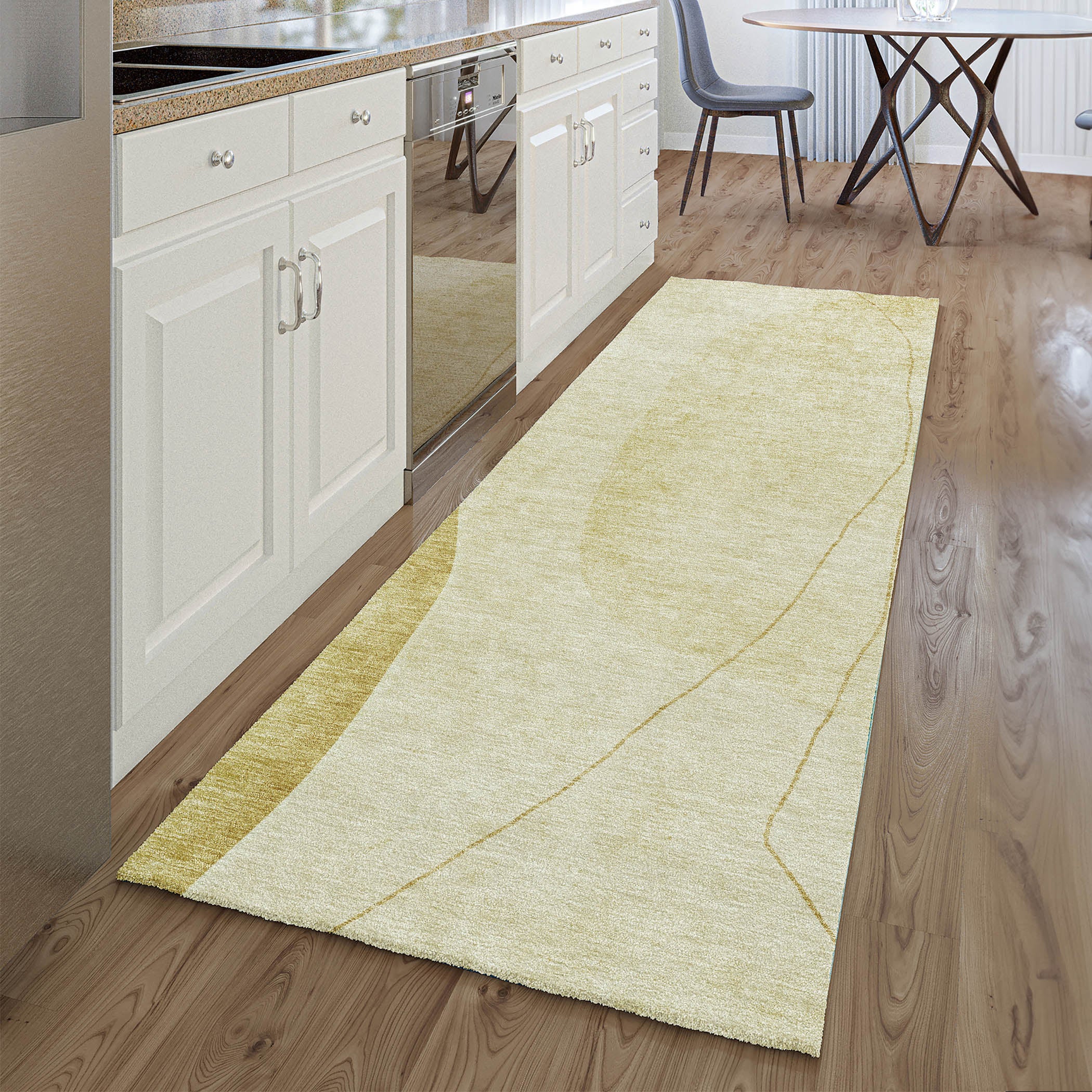 Oslo Machine Washable Transitional Gold Rug 2'3" x 7'6" #shape_Runner