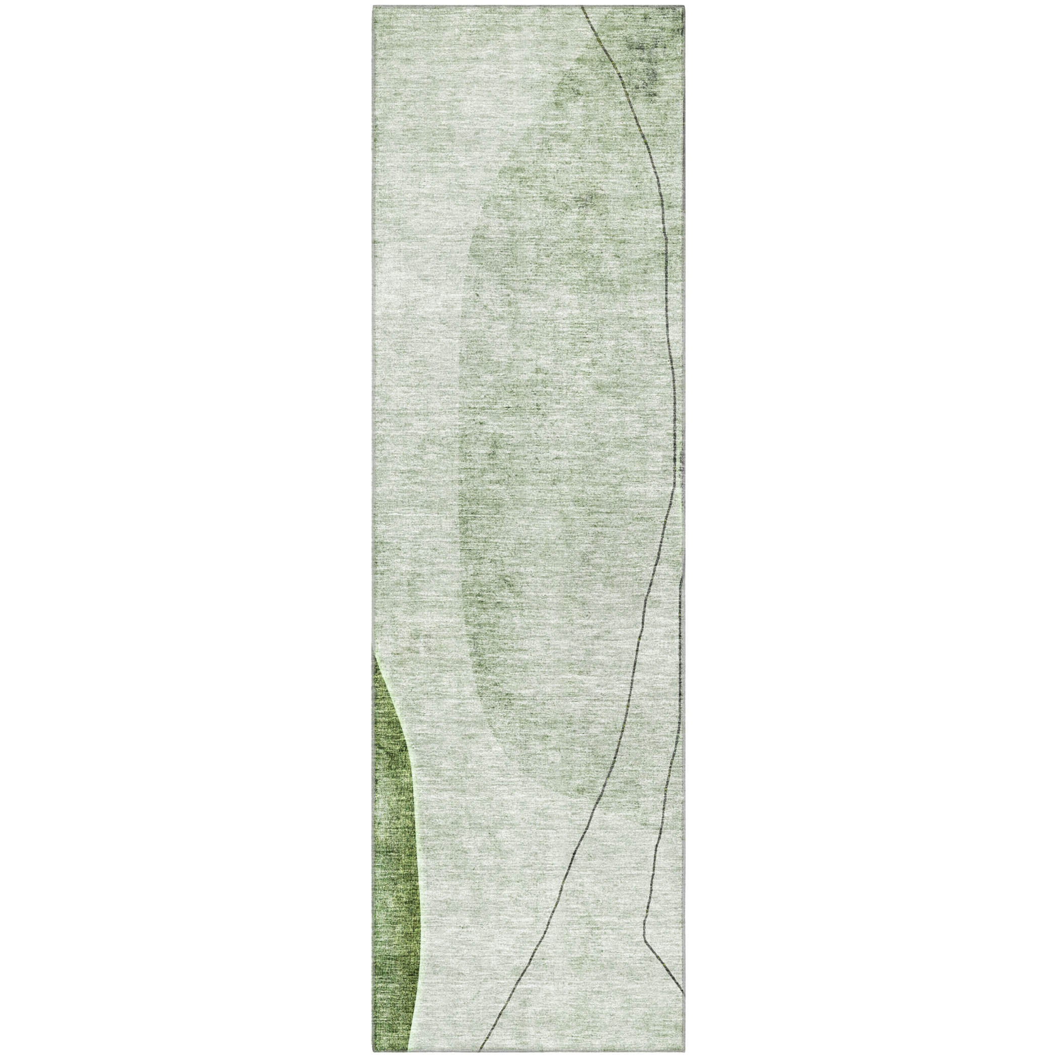 Oslo Machine Washable Transitional Green Rug 2'3" x 7'6" #shape_Runner