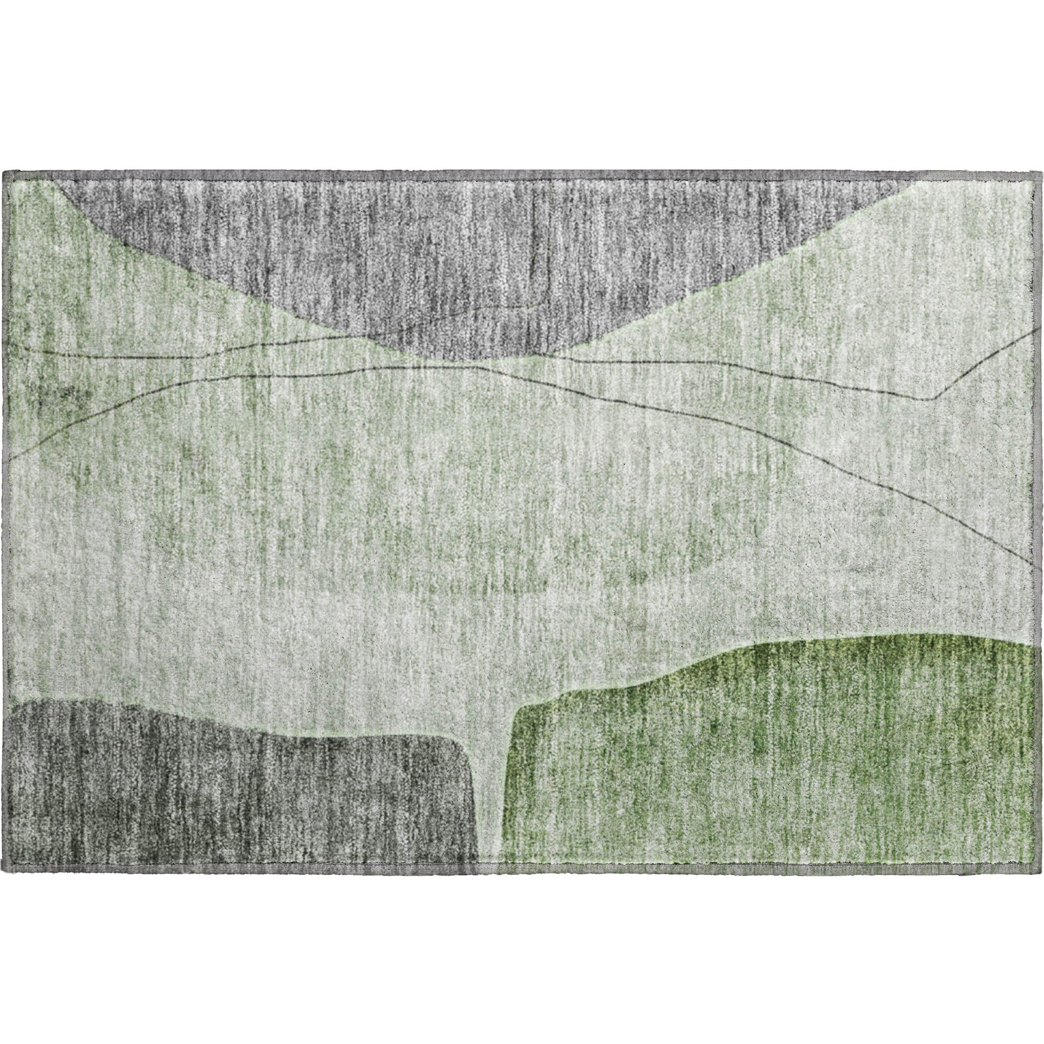 Oslo Machine Washable Transitional Green Rug 1'8" x 2'6" #shape_Rectangle