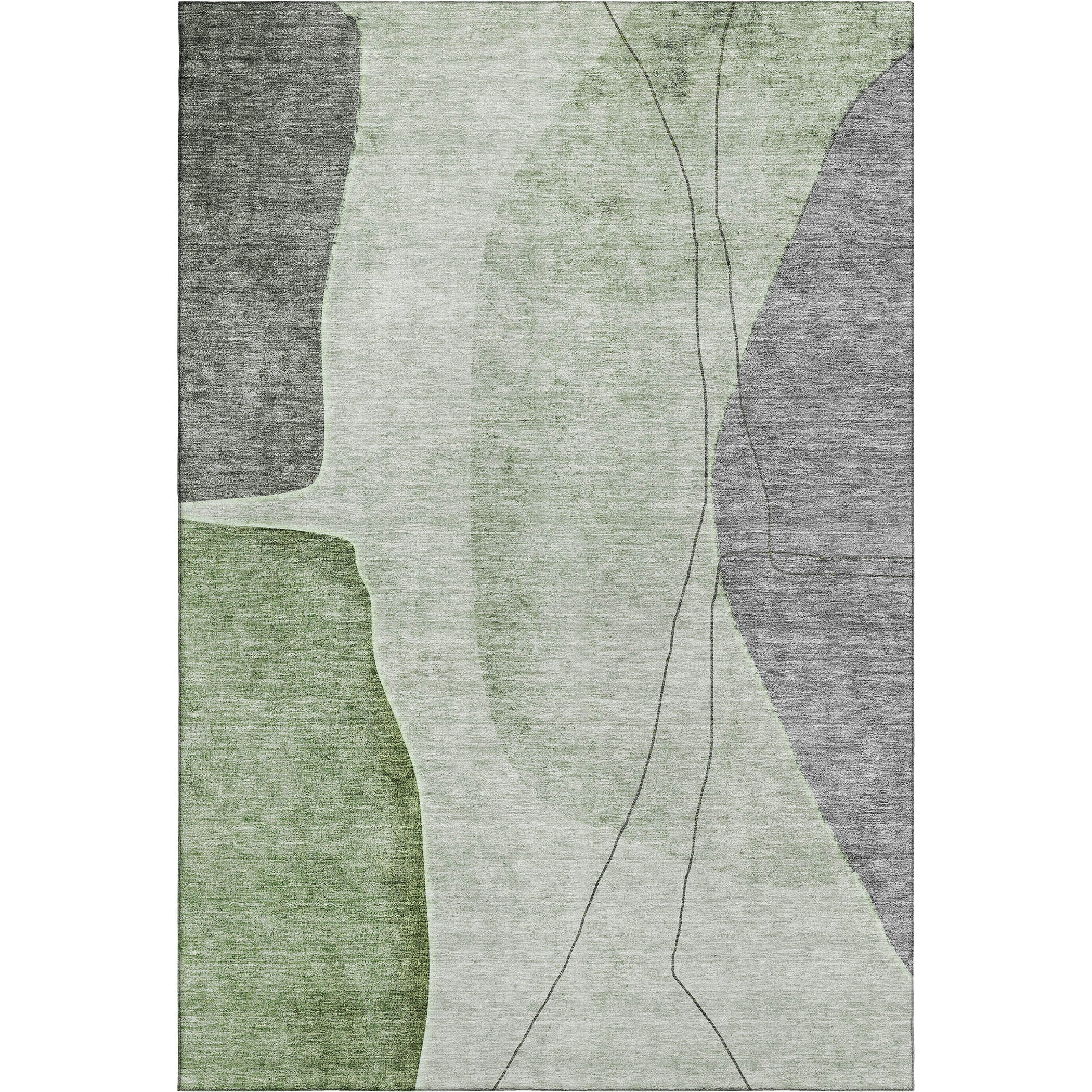 Oslo Machine Washable Transitional Green Rug 2'6" x 3'10" #shape_Rectangle