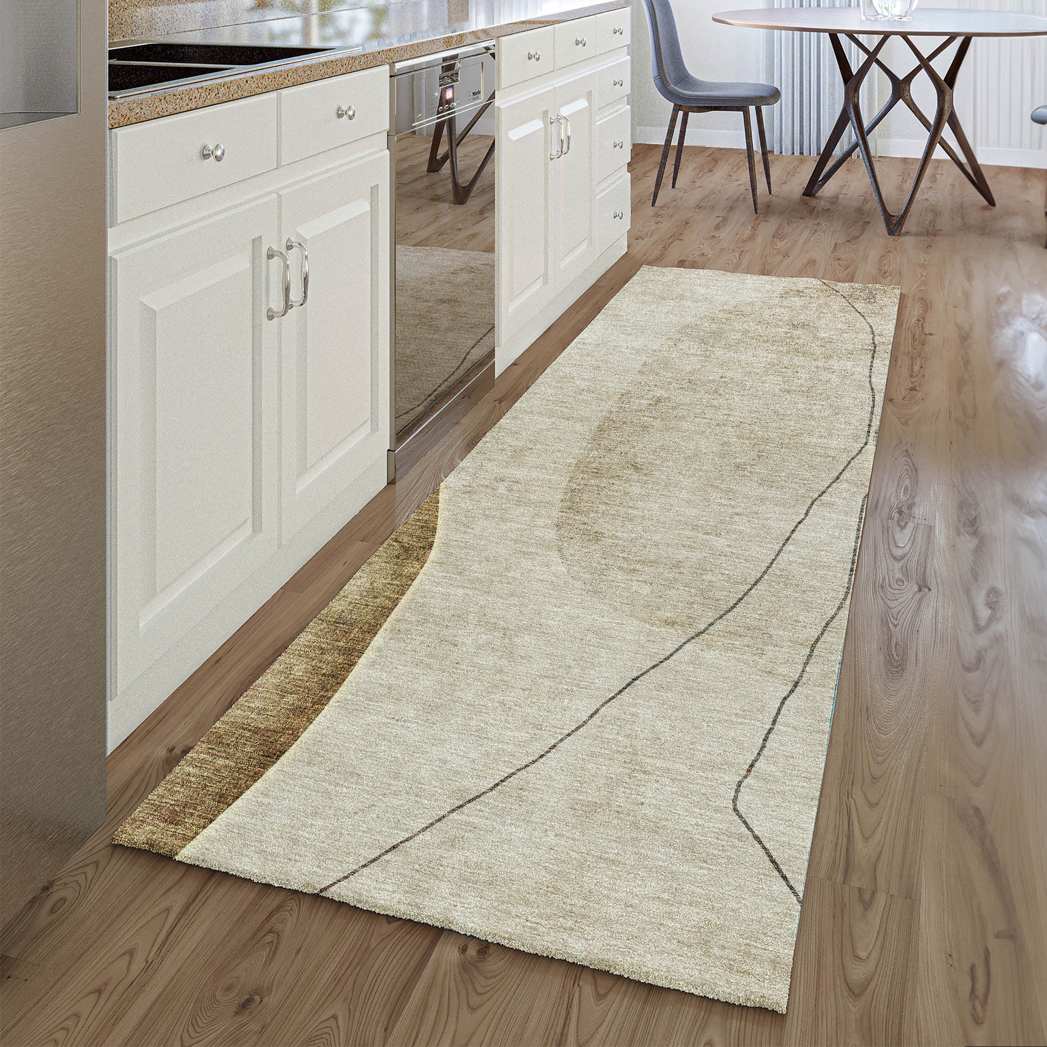 Oslo Machine Washable Transitional Taupe Brown Rug 2'3" x 7'6" #shape_Runner