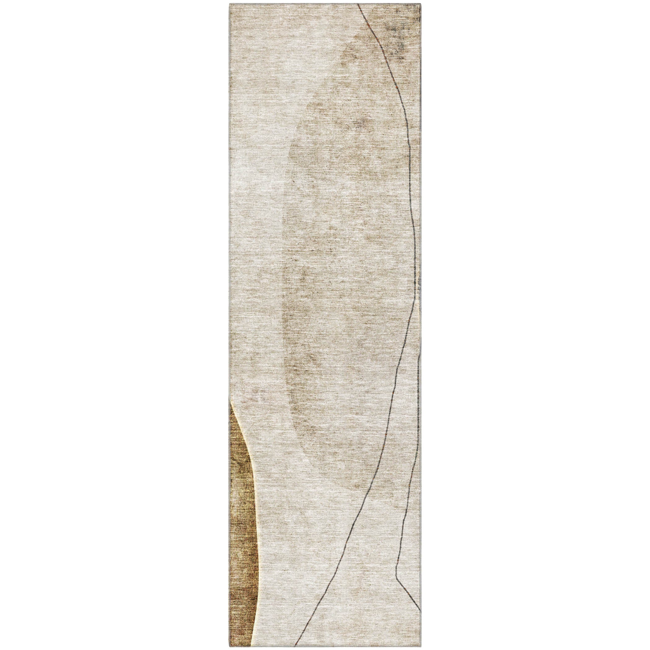 Oslo Machine Washable Transitional Taupe Brown Rug 2'3" x 7'6" #shape_Runner