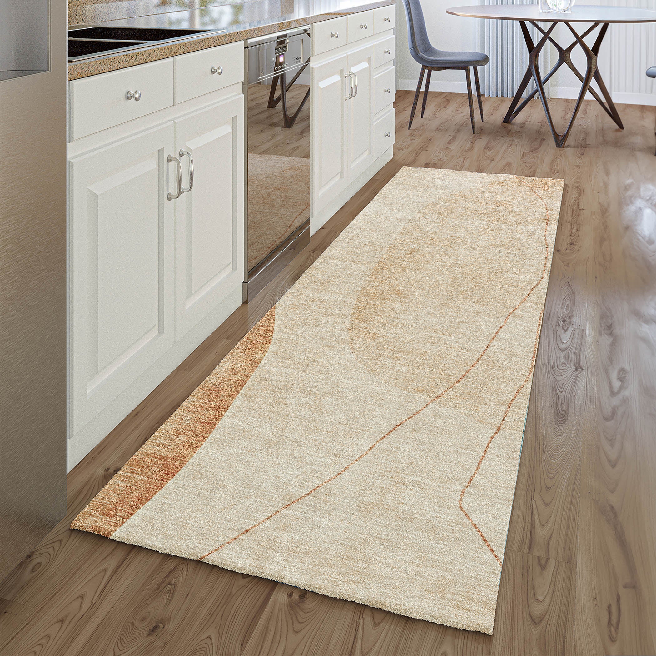 Oslo Machine Washable Transitional Terracotta Orange Rug 2'3" x 7'6" #shape_Runner