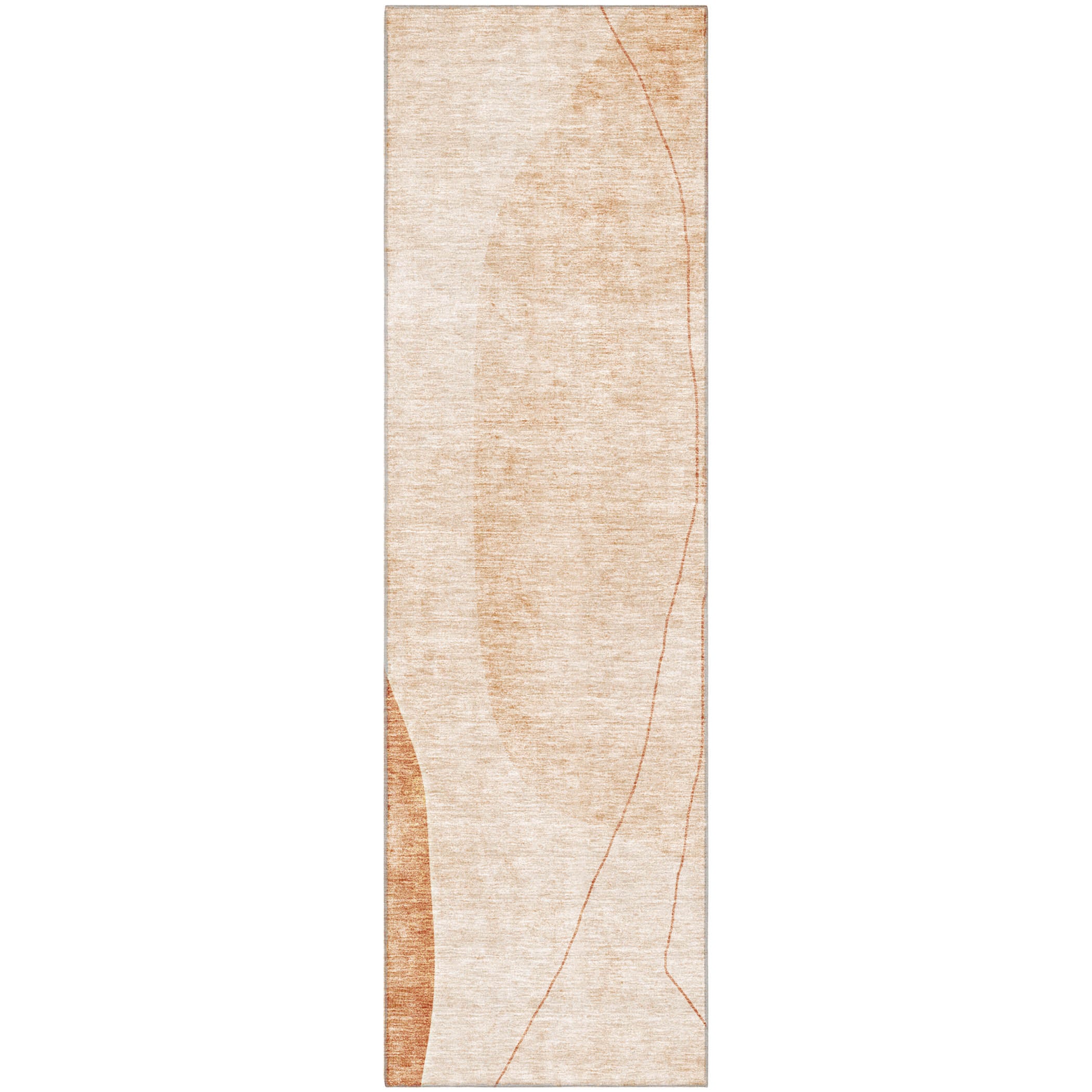 Oslo Machine Washable Transitional Terracotta Orange Rug 2'3" x 7'6" #shape_Runner
