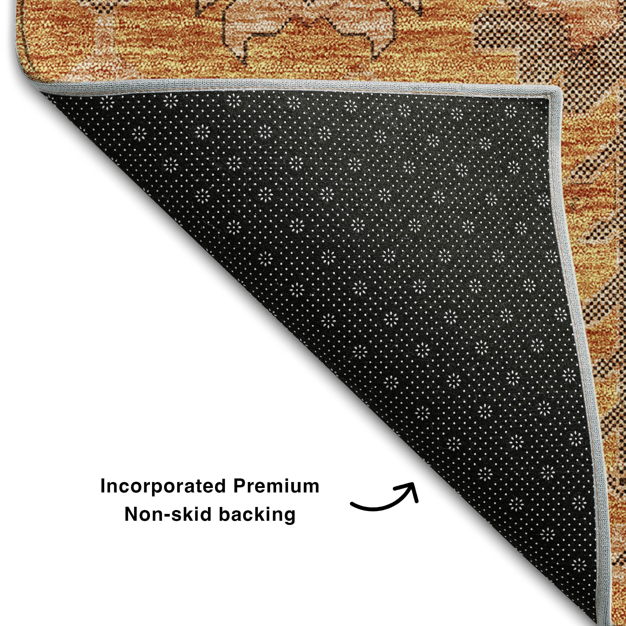 Hoi An Machine Washable Traditional Terracotta Orange Rug 1'8" x 2'6" #shape_Rectangle
