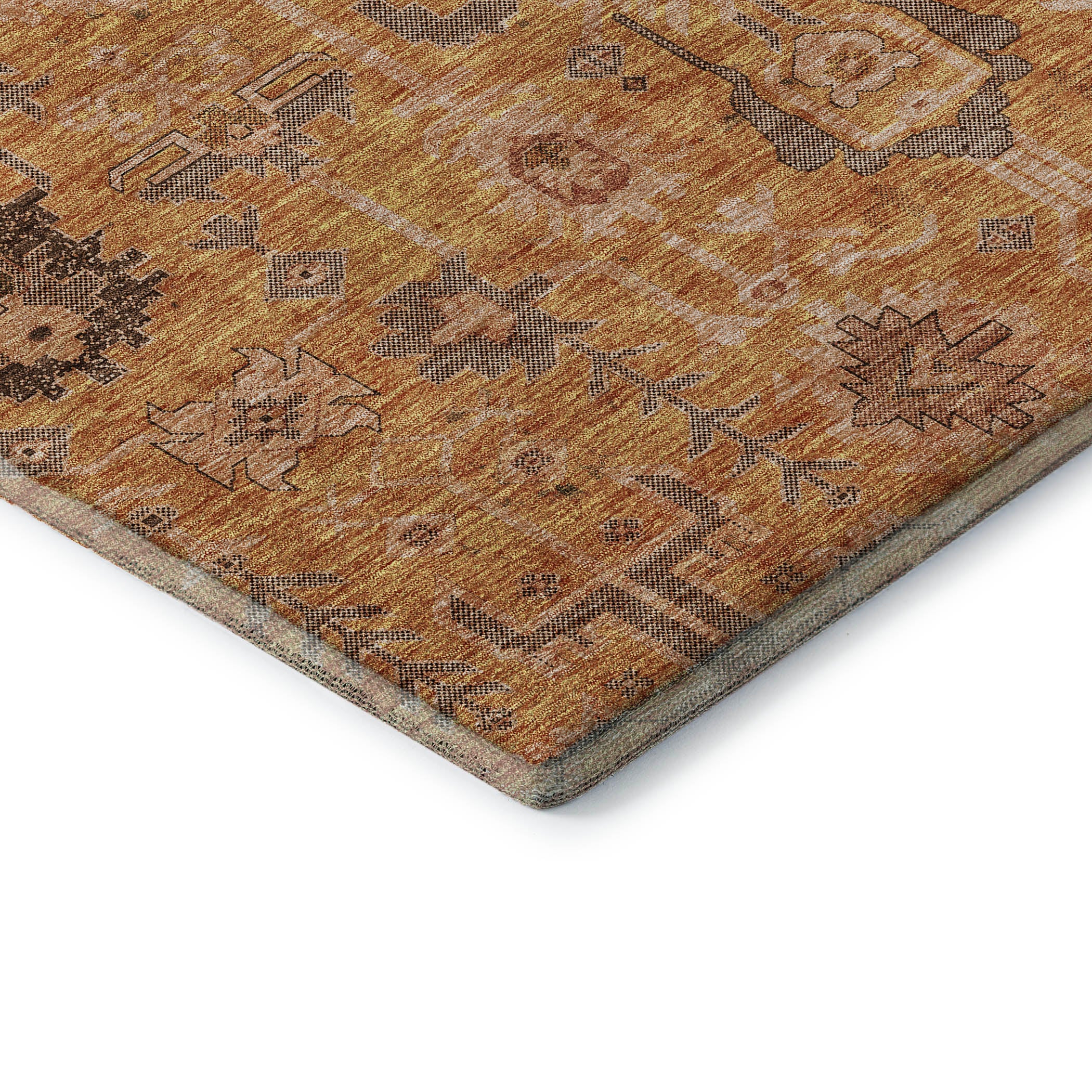 Hoi An Machine Washable Traditional Terracotta Orange Rug 1'8" x 2'6" #shape_Rectangle