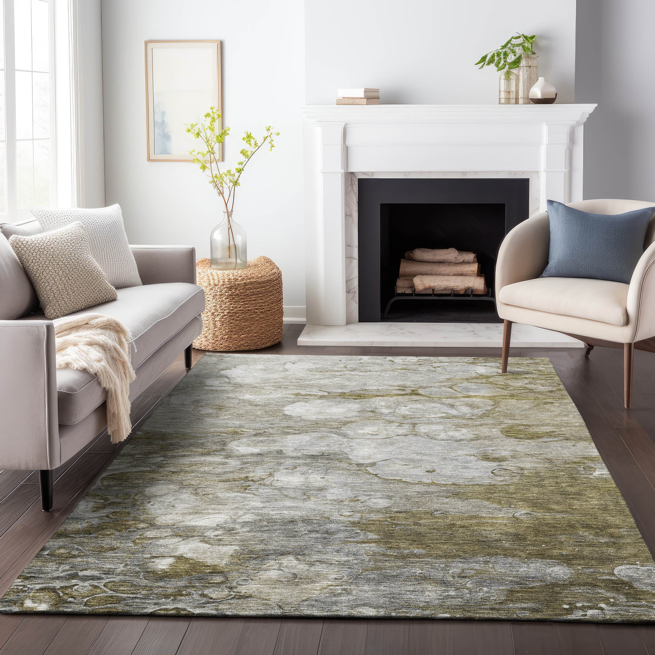Chiang Mai Machine Washable Transitional Brown Rug 2'6" x 3'10" #shape_Rectangle