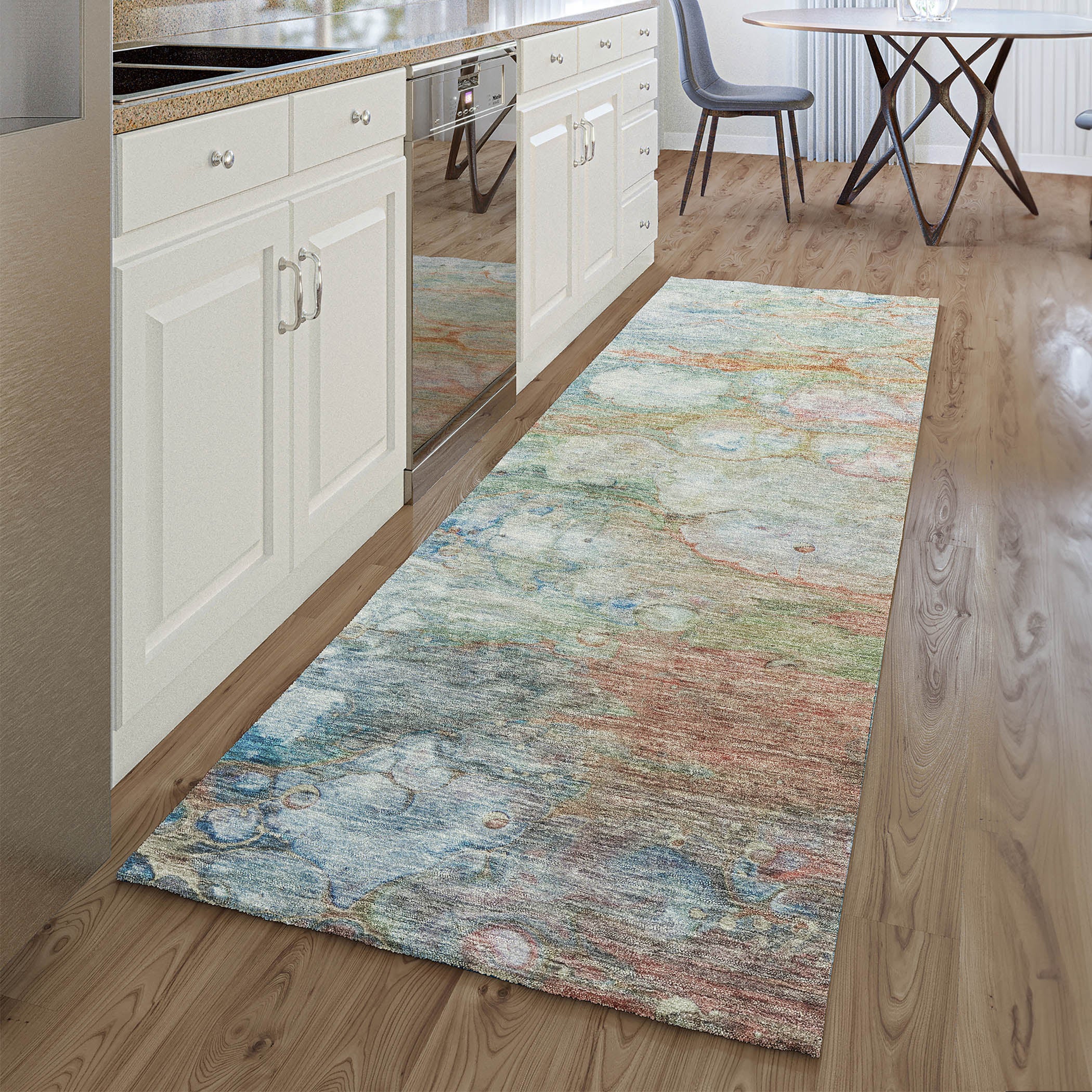 Chiang Mai Machine Washable Transitional Coral Orange Rug 2'3" x 7'6" #shape_Runner