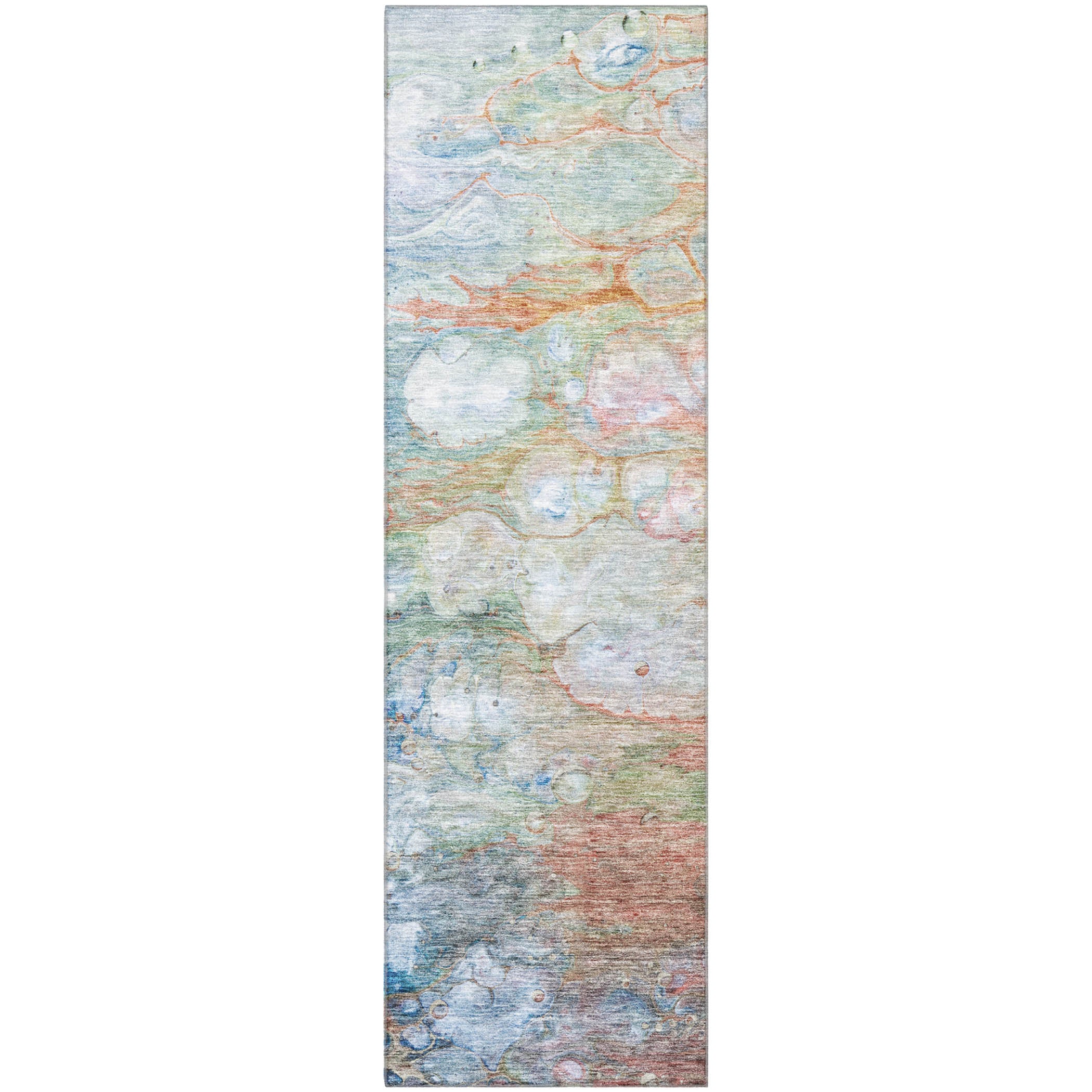 Chiang Mai Machine Washable Transitional Coral Orange Rug 2'3" x 7'6" #shape_Runner