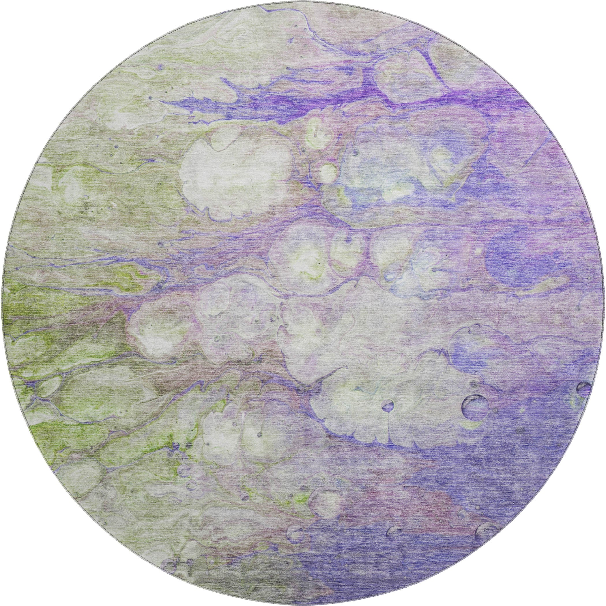 Chiang Mai Machine Washable Transitional Purple Rug 8' x 8' #shape_Round