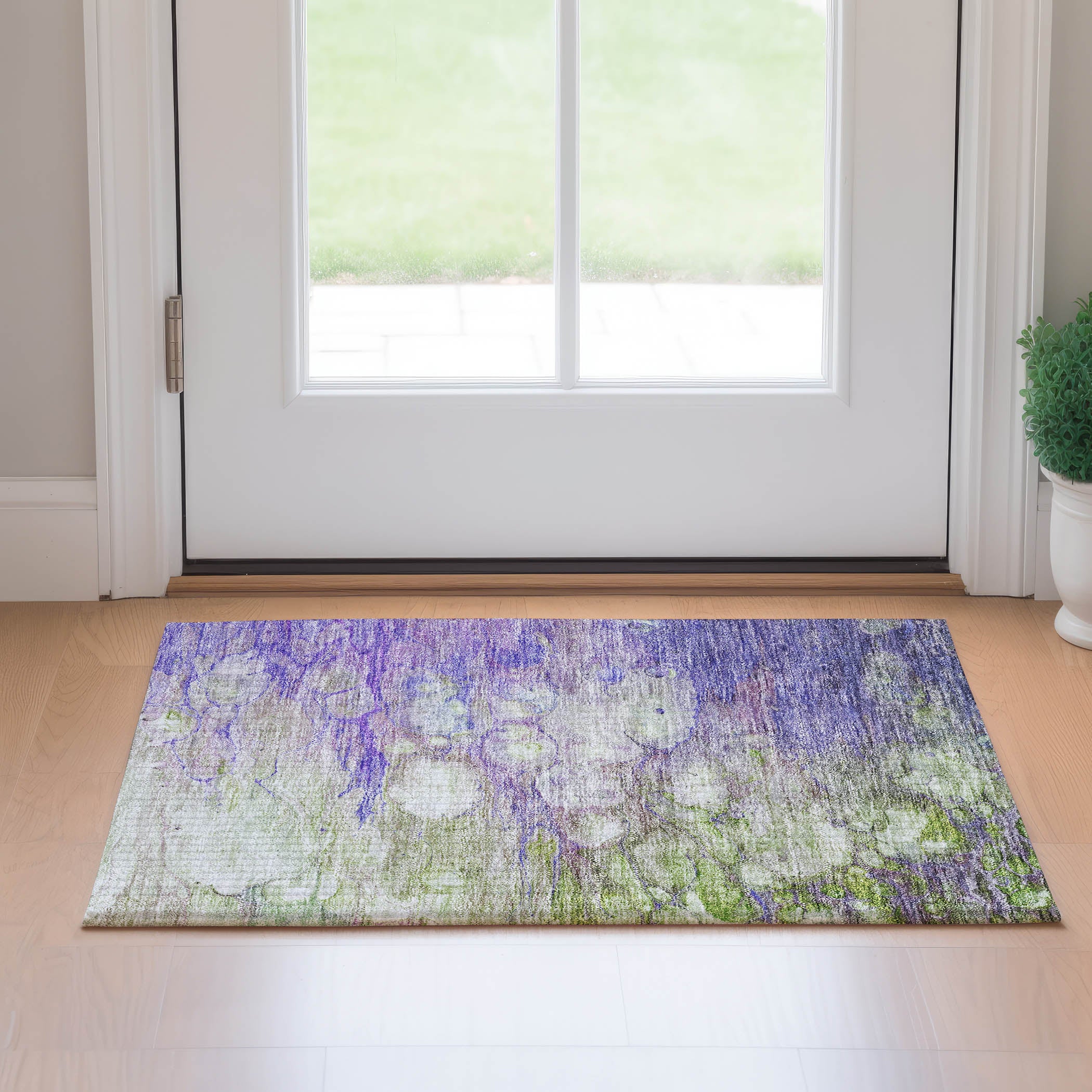 Chiang Mai Machine Washable Transitional Purple Rug 1'8" x 2'6" #shape_Rectangle