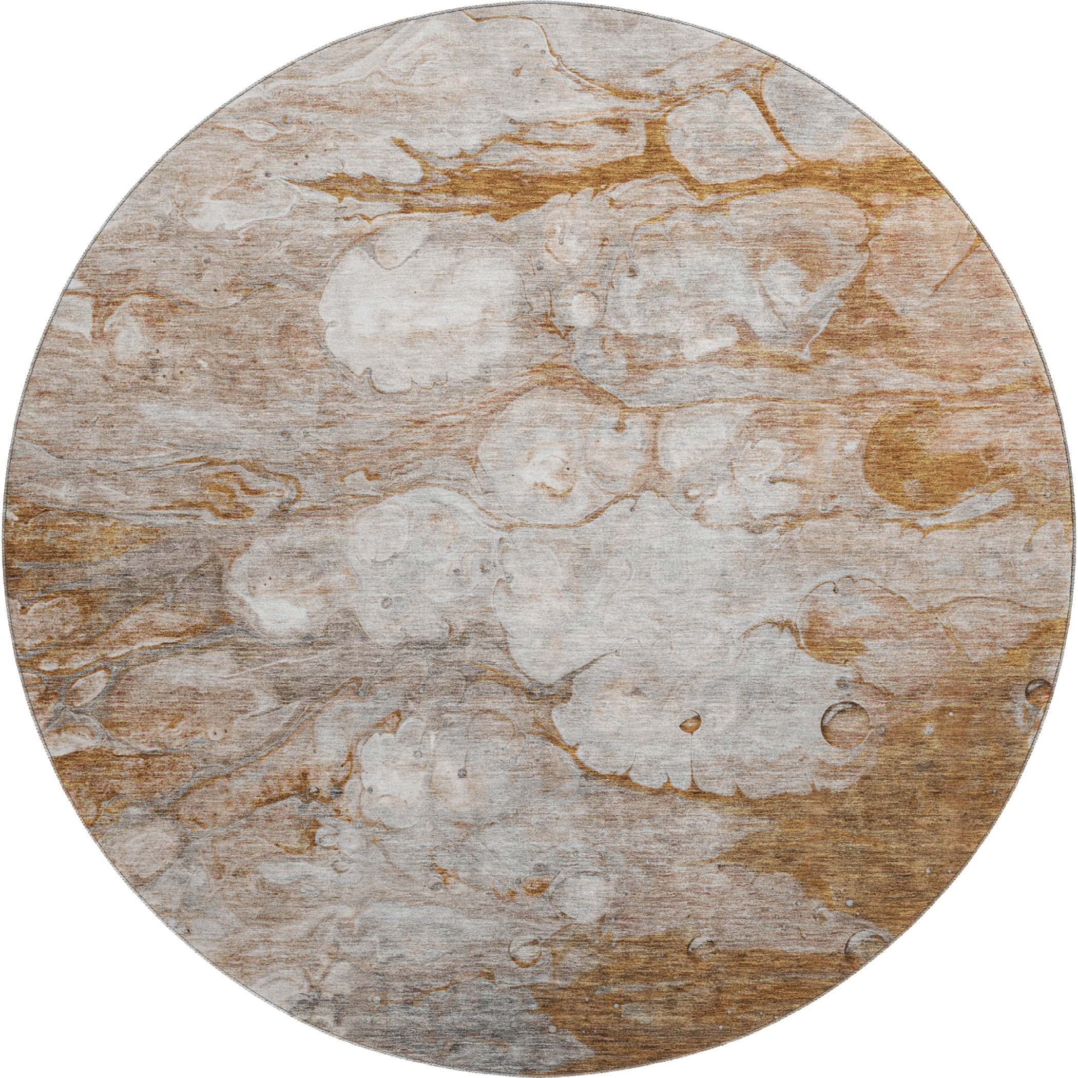 Chiang Mai Machine Washable Transitional Terracotta Orange Rug 8' x 8' #shape_Round