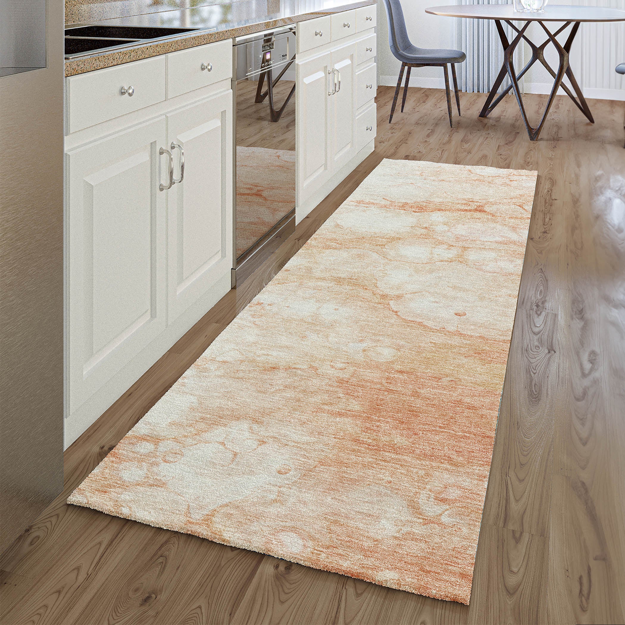 Havana Machine Washable Transitional Coral Orange Rug 2'3" x 7'6" #shape_Runner