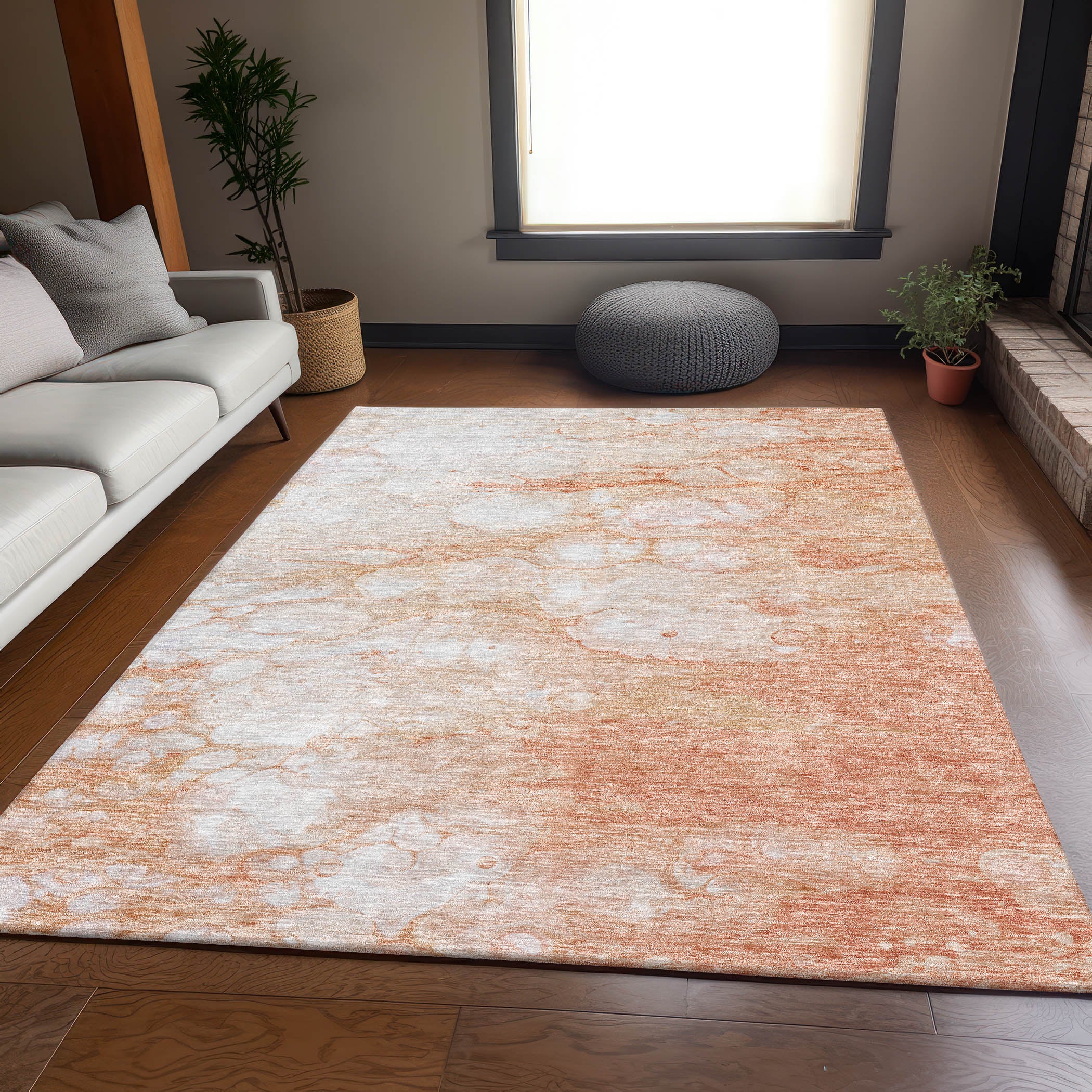 Havana Machine Washable Transitional Coral Orange Rug 2'6" x 3'10" #shape_Rectangle
