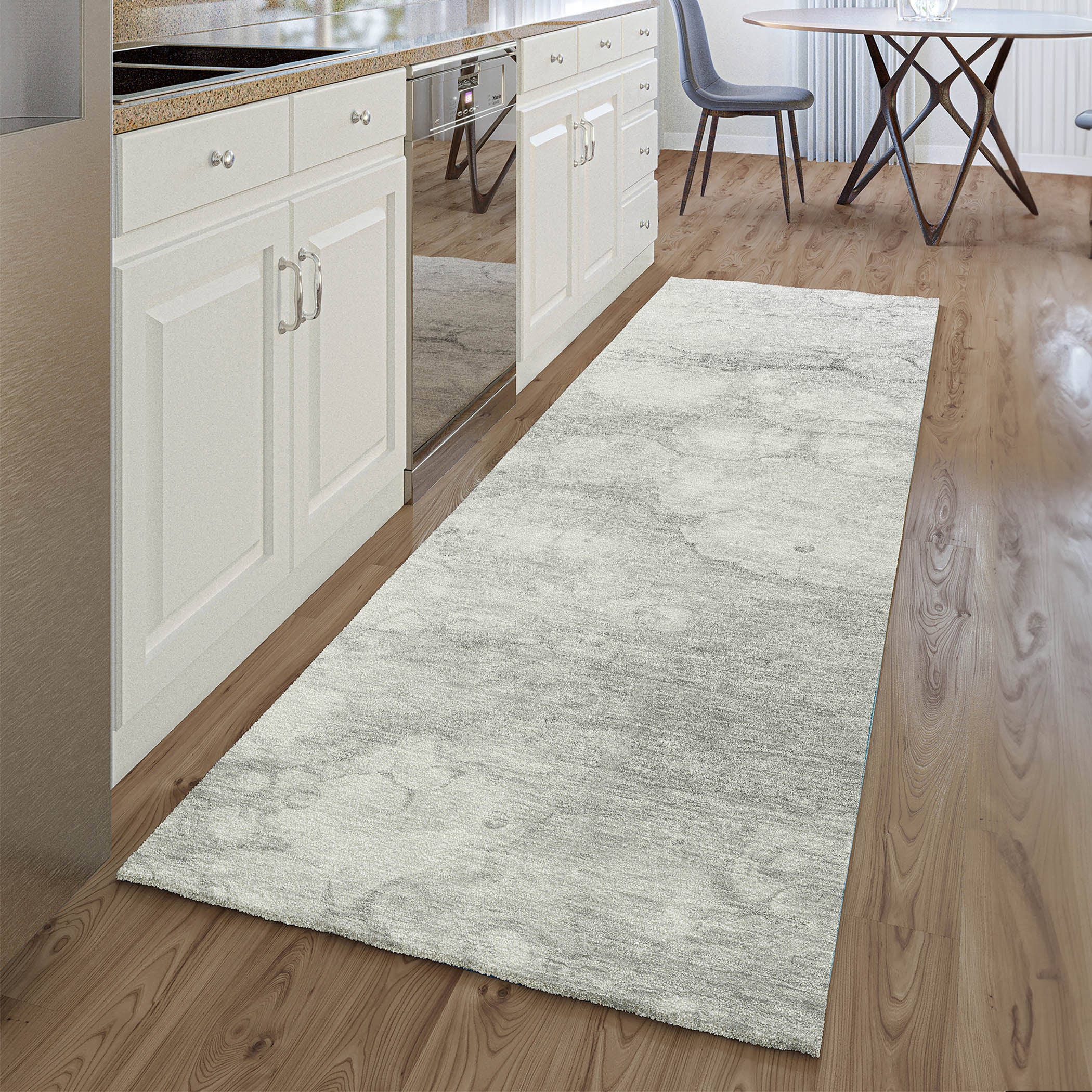 Havana Machine Washable Transitional Silver Gray Rug 2'3" x 7'6" #shape_Runner