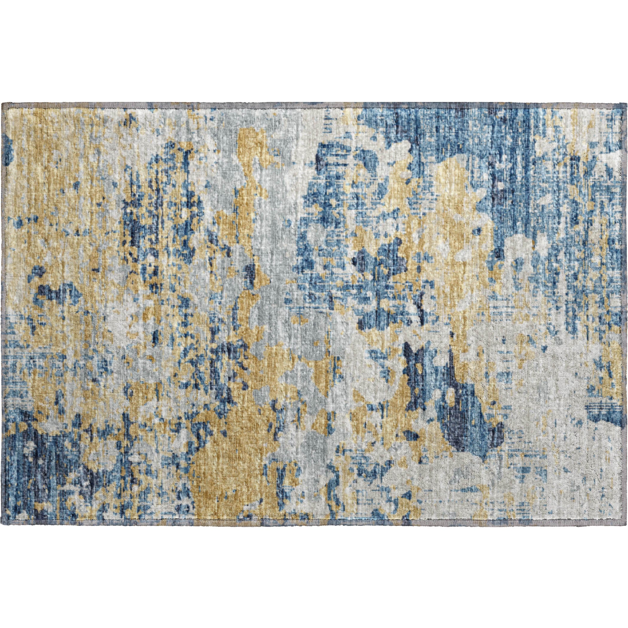 Dublin Machine Washable Transitional Blue Navy Rug 1'8" x 2'6" #shape_Rectangle