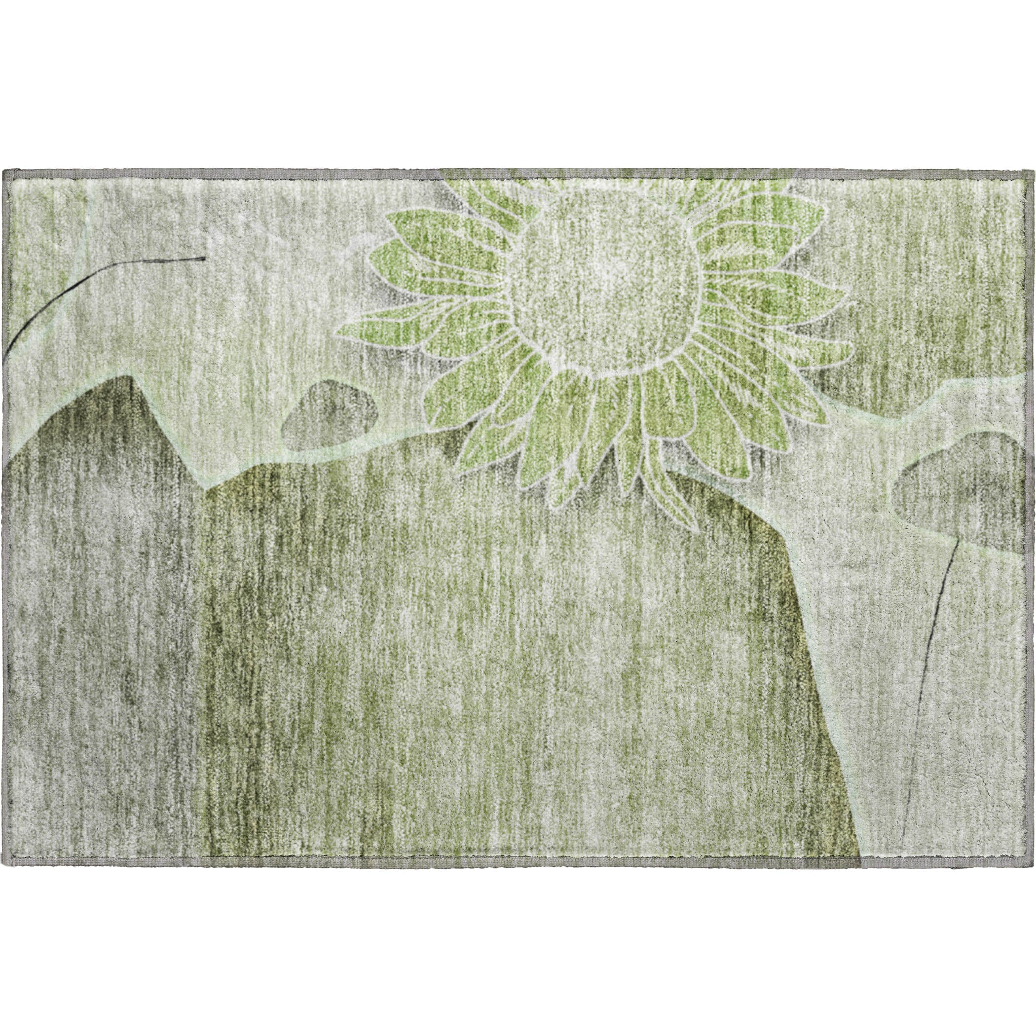 Oaxaca Machine Washable Transitional Aloe Green Rug 1'8" x 2'6" #shape_Rectangle