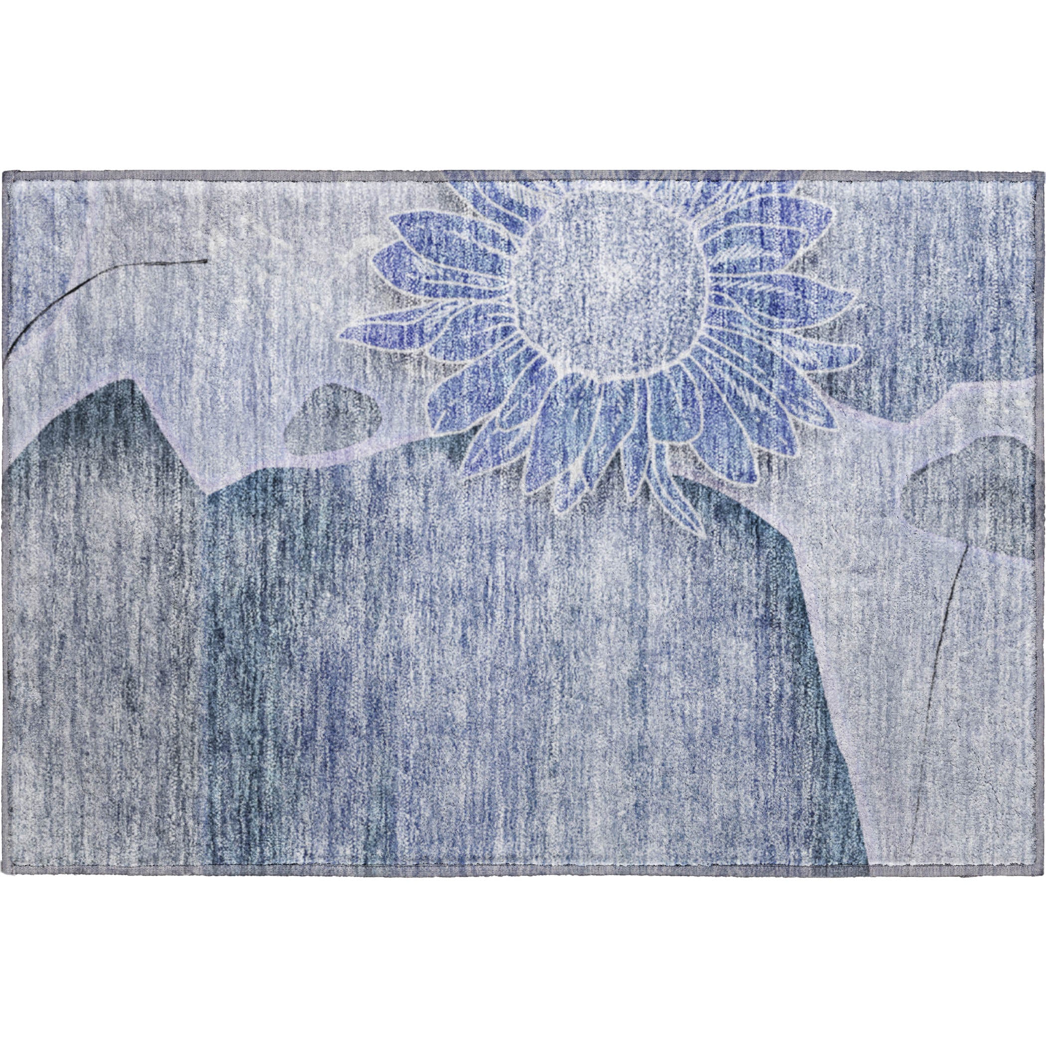 Oaxaca Machine Washable Transitional Blue Rug 1'8" x 2'6" #shape_Rectangle
