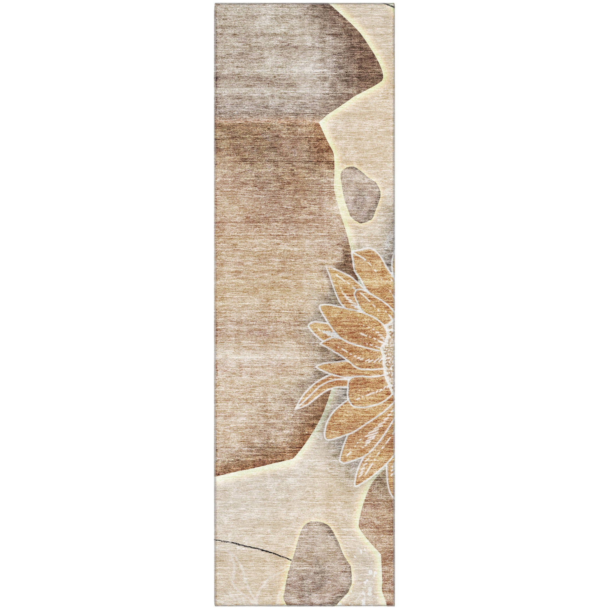 Oaxaca Machine Washable Transitional Brown Rug 2'3" x 7'6" #shape_Runner