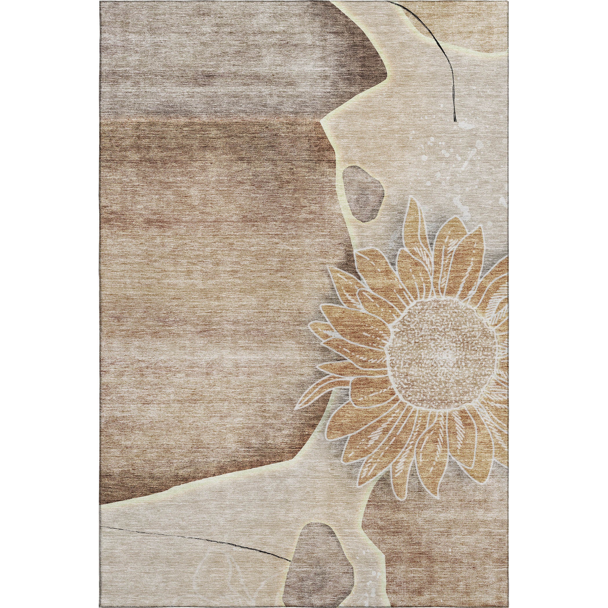 Oaxaca Machine Washable Transitional Brown Rug 2'6" x 3'10" #shape_Rectangle