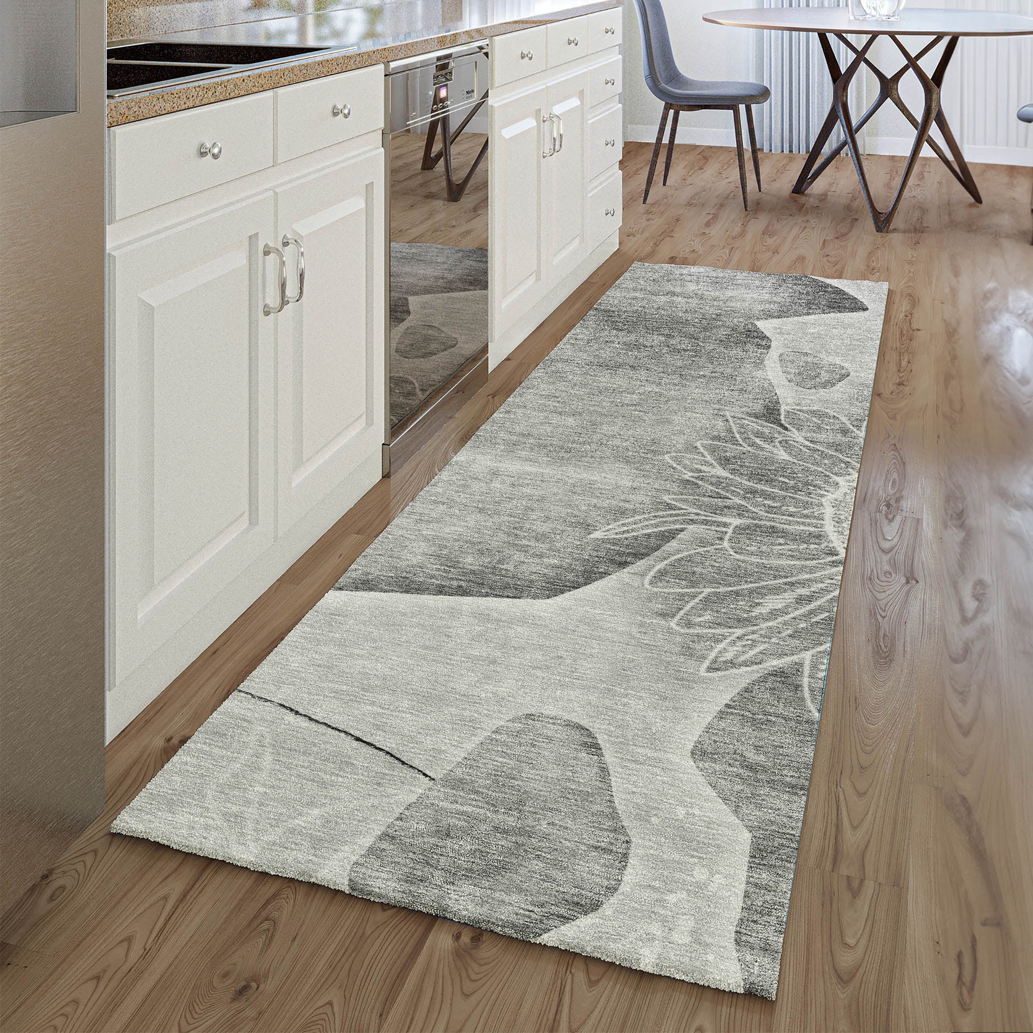 Oaxaca Machine Washable Transitional Gray Rug 2'3" x 7'6" #shape_Runner