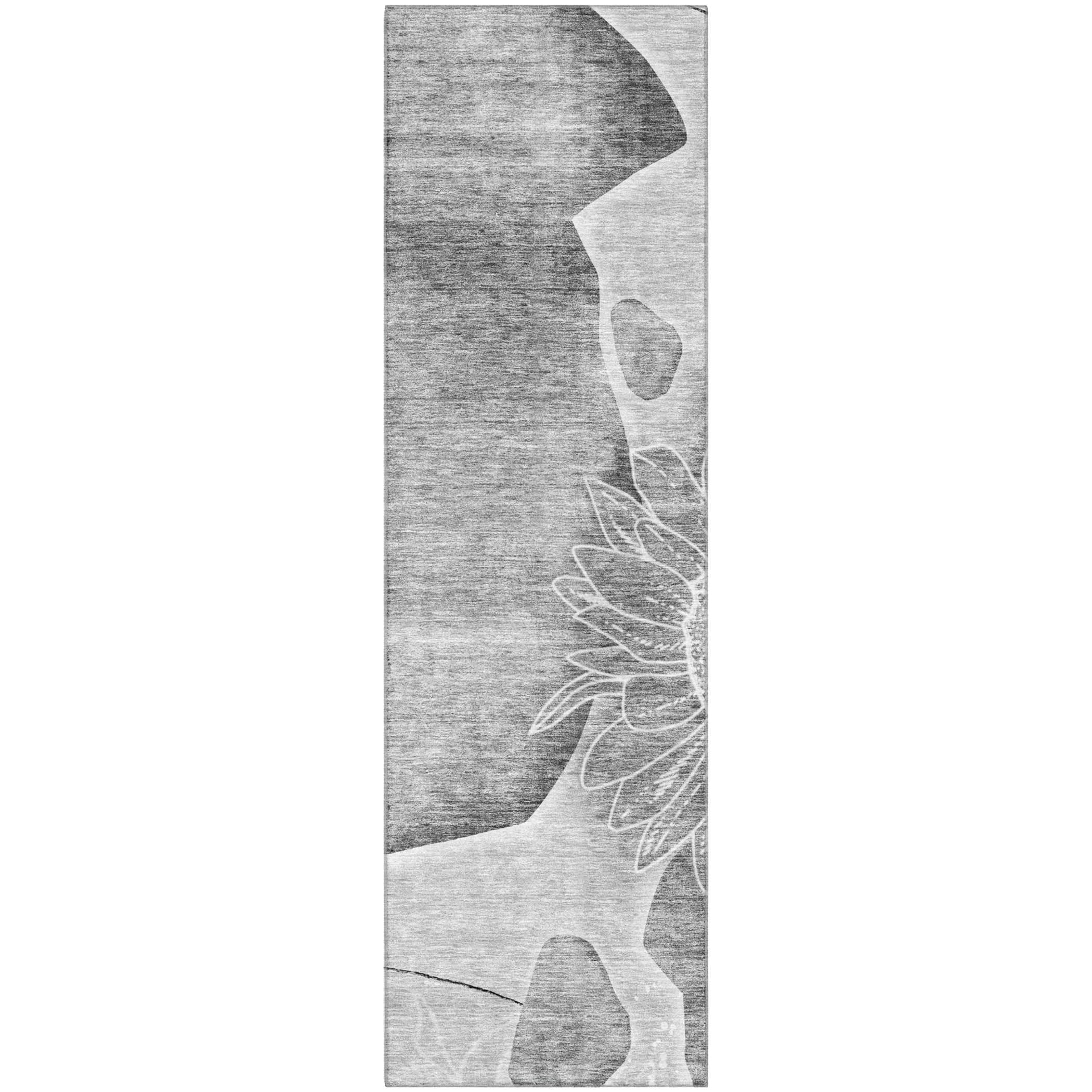 Oaxaca Machine Washable Transitional Gray Rug 2'3" x 7'6" #shape_Runner