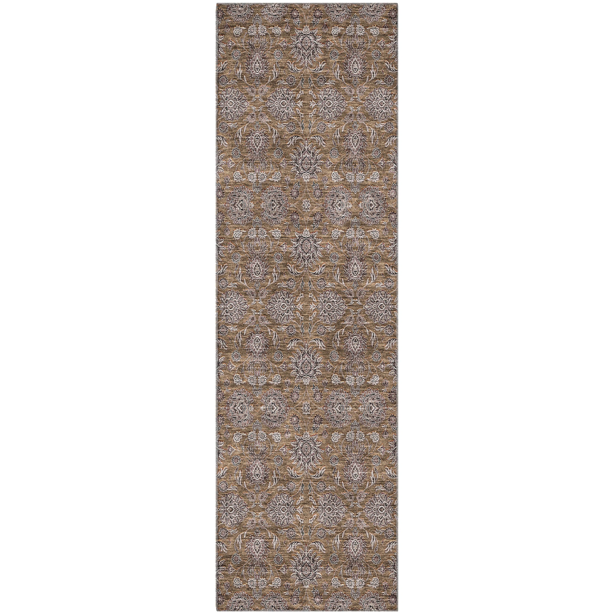 Rome Machine Washable Transitional Chocolate Brown Rug 2'3" x 7'6" #shape_Runner