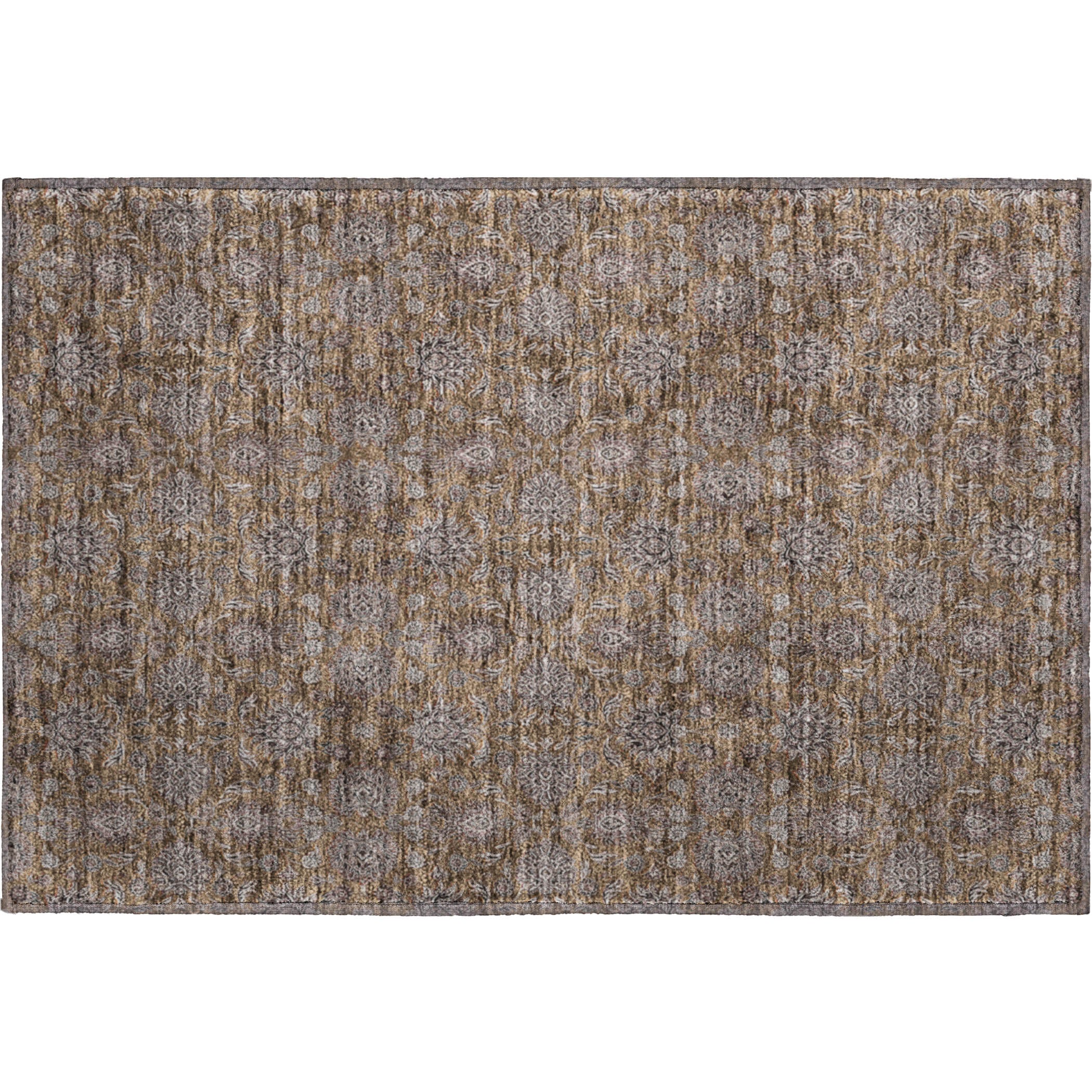 Rome Machine Washable Transitional Chocolate Brown Rug 1'8" x 2'6" #shape_Rectangle