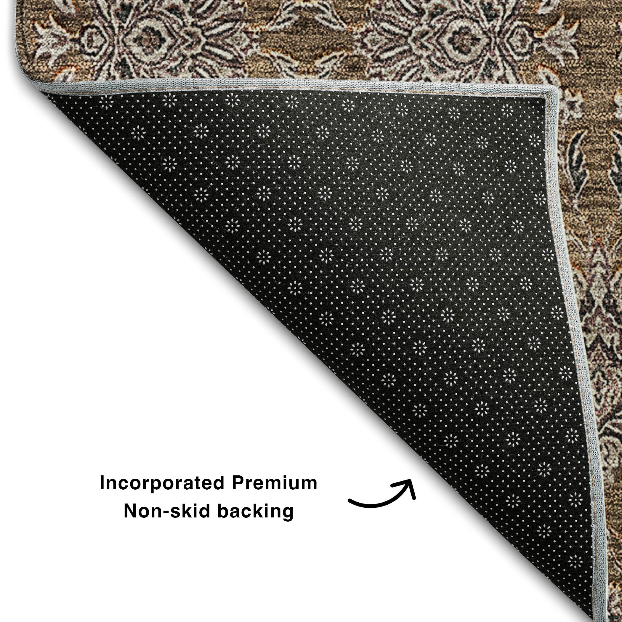 Rome Machine Washable Transitional Chocolate Brown Rug 1'8" x 2'6" #shape_Rectangle