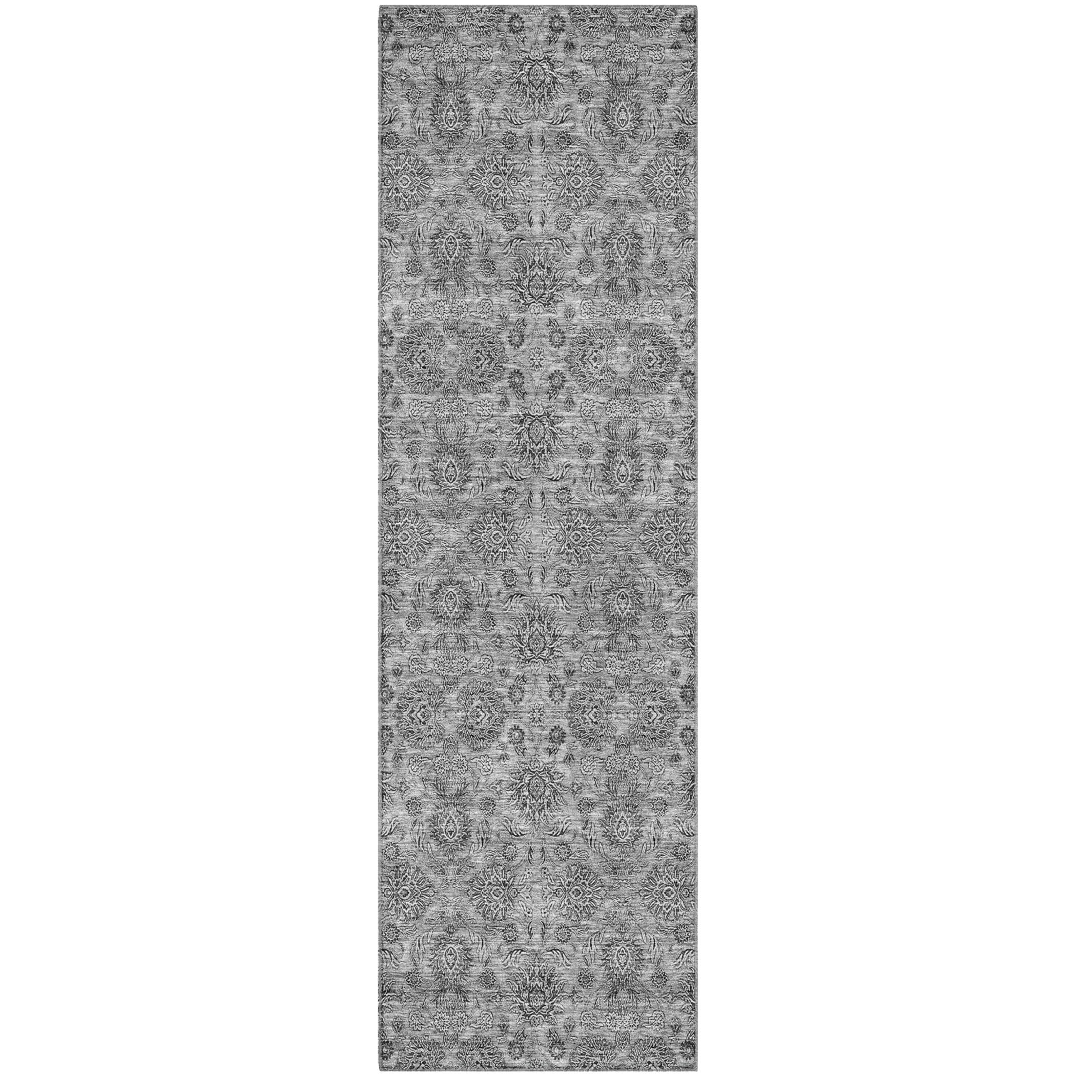 Rome Machine Washable Transitional Gray Rug 2'3" x 7'6" #shape_Runner