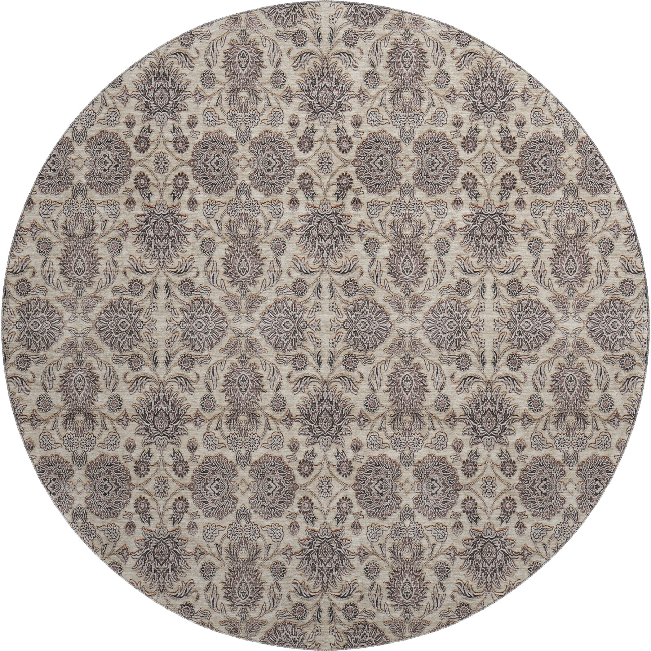 Rome Machine Washable Transitional Ivory Rug 8' x 8' #shape_Round