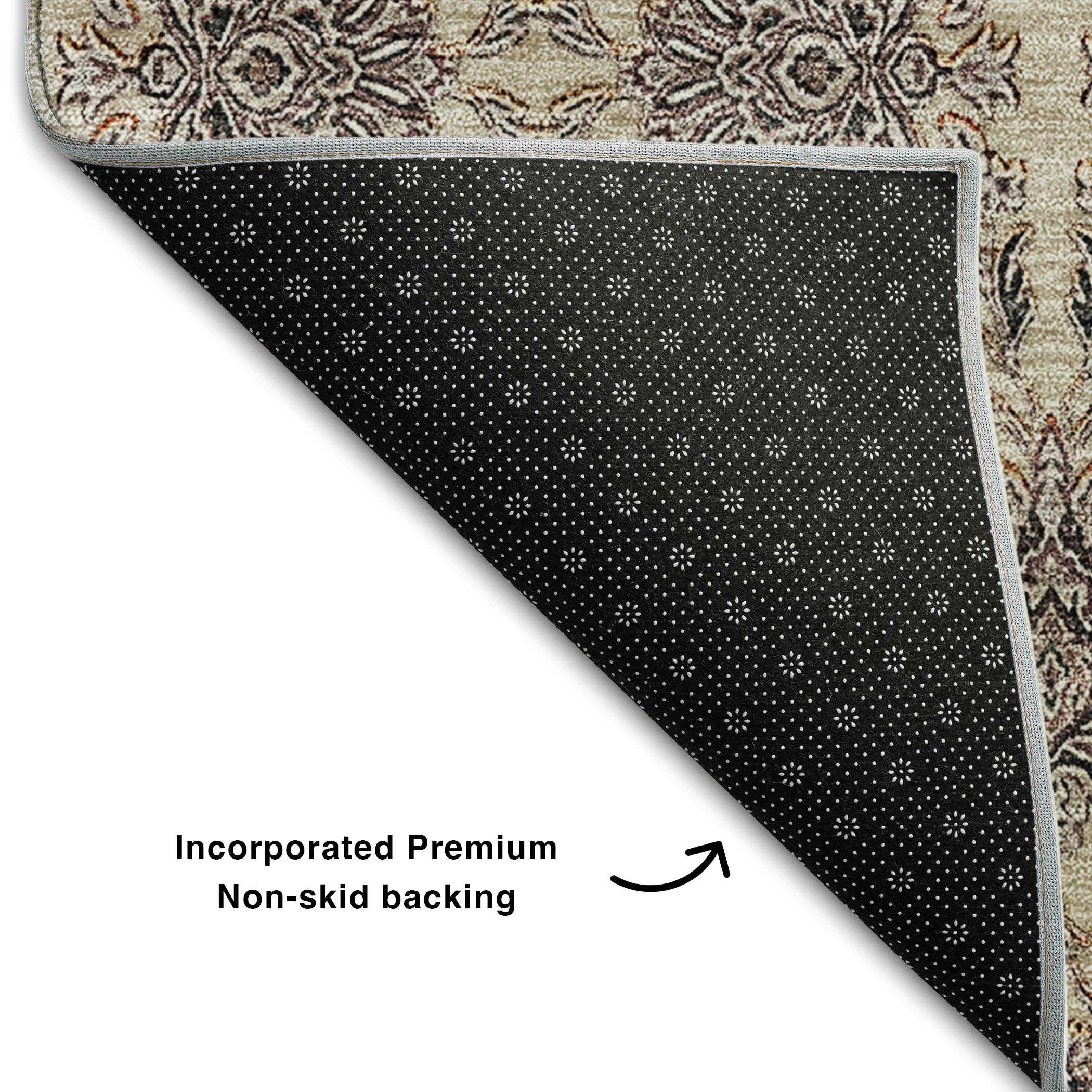 Rome Machine Washable Transitional Ivory Rug 1'8" x 2'6" #shape_Rectangle