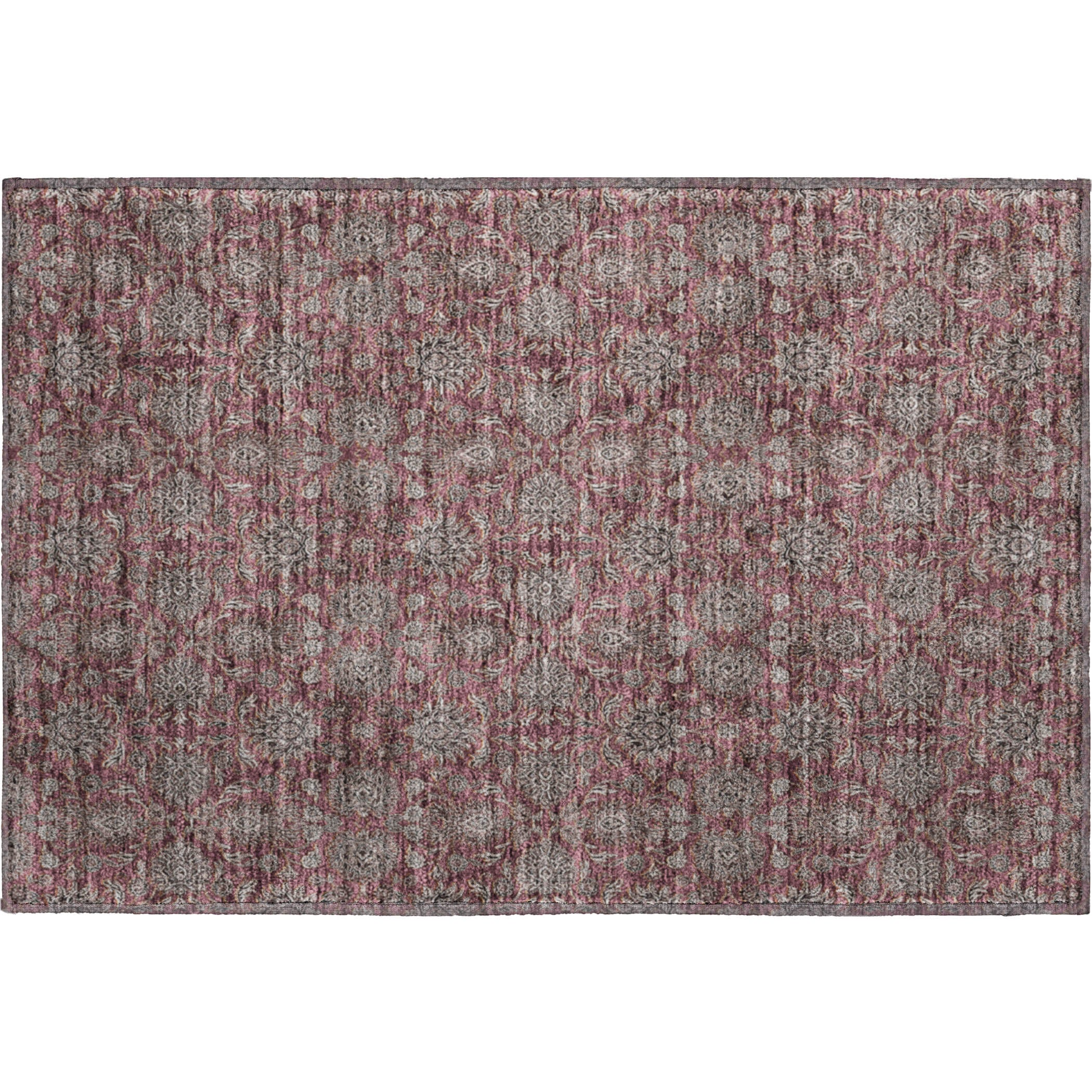 Rome Machine Washable Transitional Merlot Red Rug 1'8" x 2'6" #shape_Rectangle